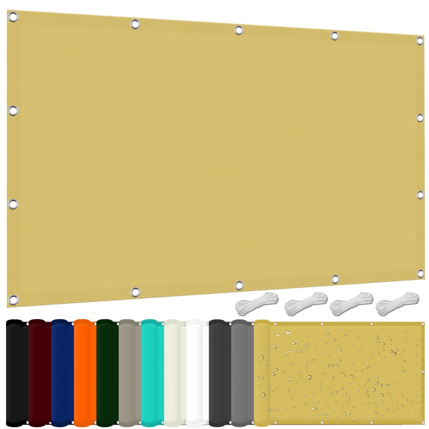 Markiza Przeciwsłoneczna 240 x 700 cm 98% Odporności Na Promieniowanie Uv, Wiatroszczelność, Wodoodporność, Prostokątny Baldachim Markizy, Na Zewnątrz, Do Ogrodu, Piaskowy żółty