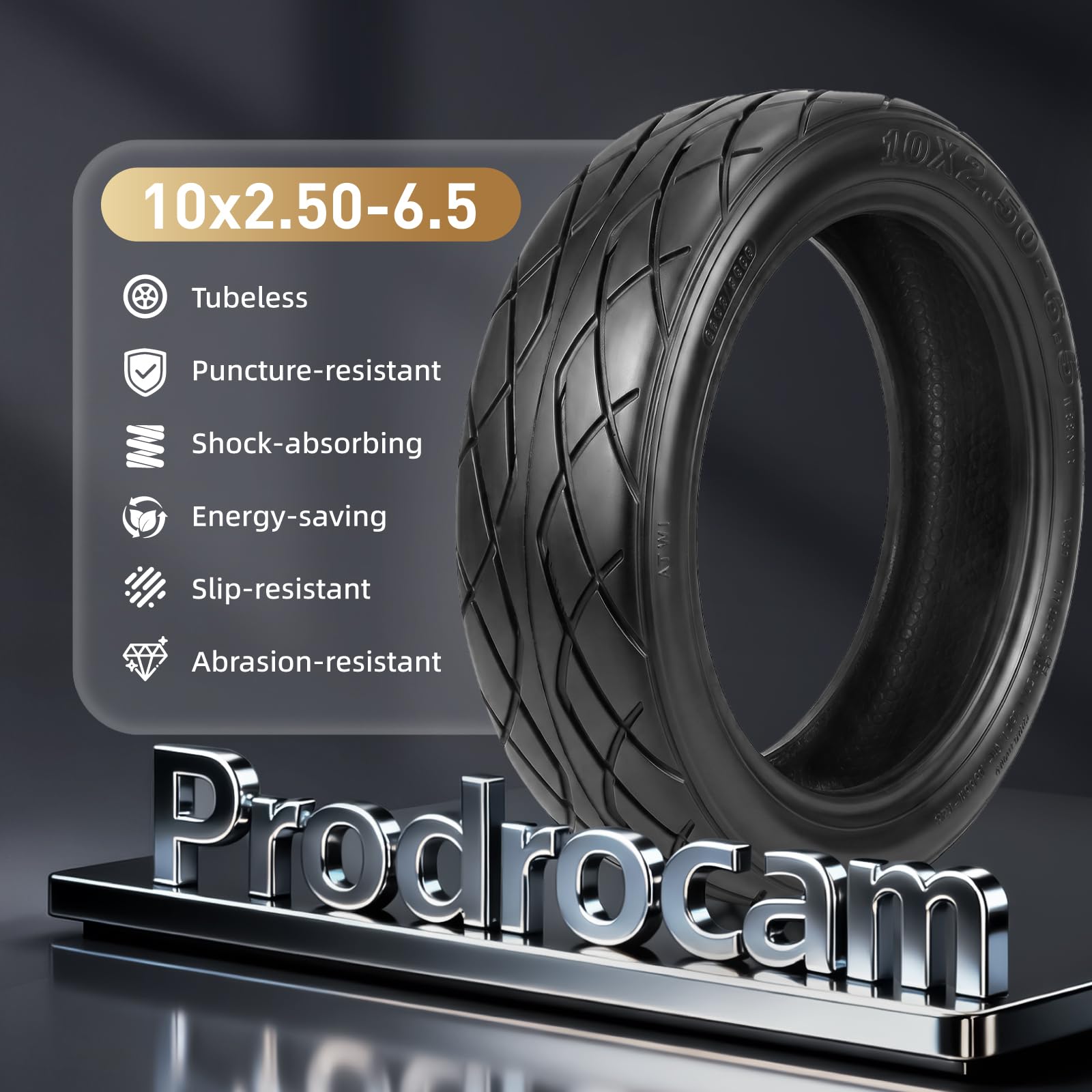 10 x 2,50 – 6,5 E Scooter Tubeless ODYS Neo E100, pneumatici di ricambio 10 pollici, vuoto, anteriore/posteriore, con valvola