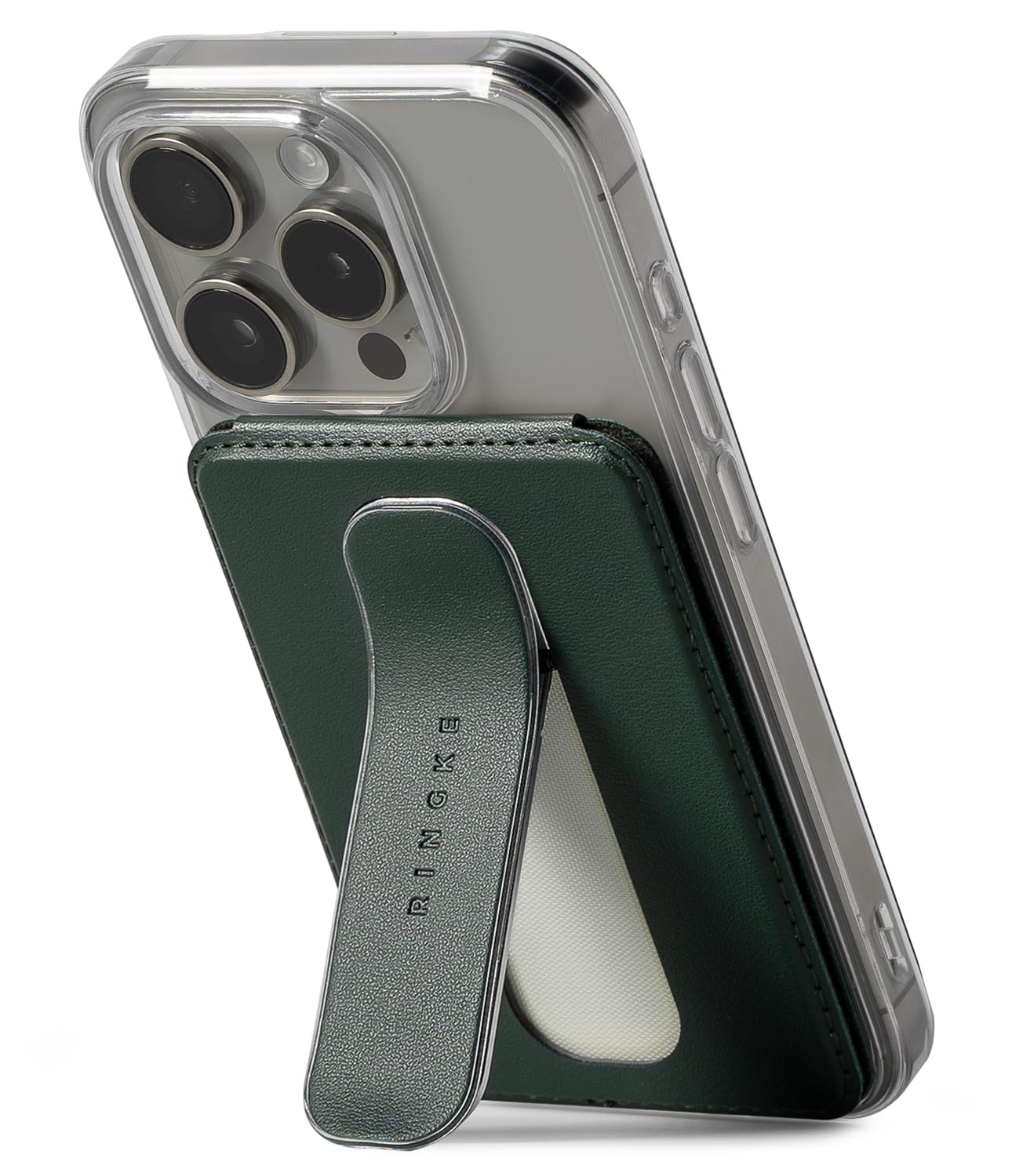 Ringke Slide Grip Wallet Magnetic Card Holder Porte Carte Magnétique Portefeuille Poignée de Doigt pour Téléphone Pochette Cartes [Stockage de 2 Cartes] Compatible avec Coque Magnétique - Dark Green