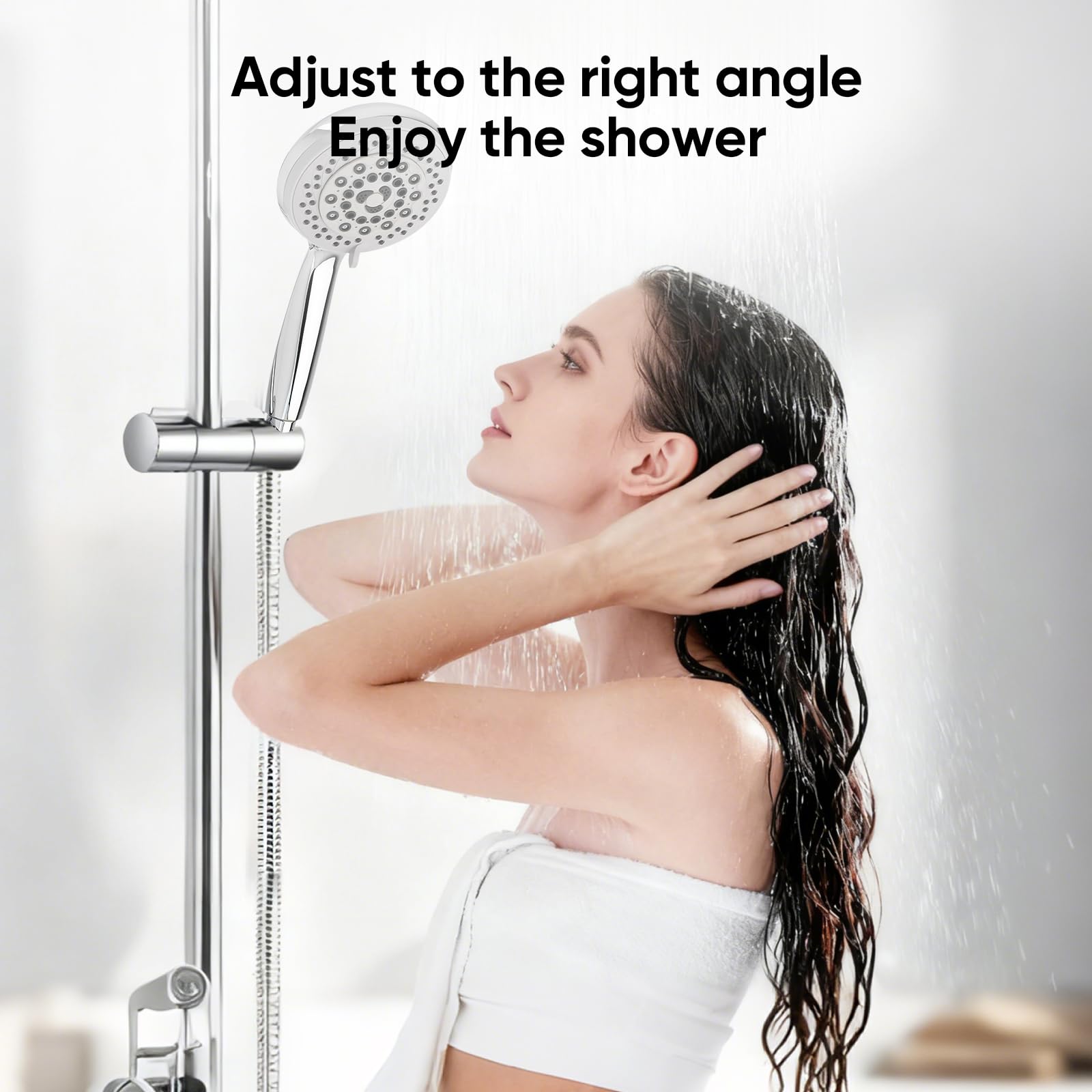 URAQT Universale Supporto Soffione Doccia, Supporto Doccia Regolabile a 360°, Rimovibile Supportos per Doccias Adatto per Asta Doccia da Diametro 18-25 mm, Universale Doccias Supportos Accessori Bagno