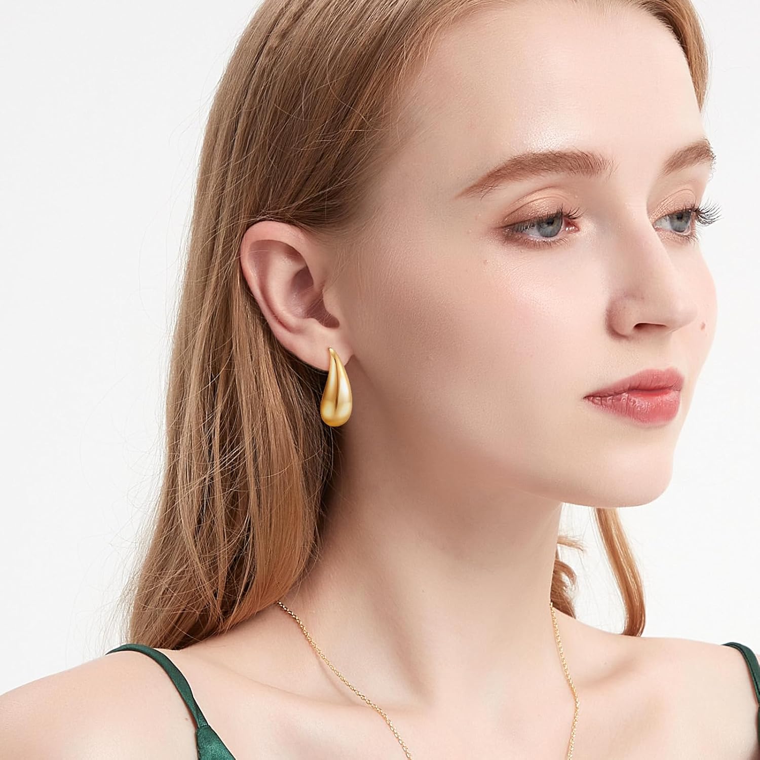 Gold Teardrop Hoop Earrings for Women: Lightweight Waterdrop Dangle Earrings - Image 3