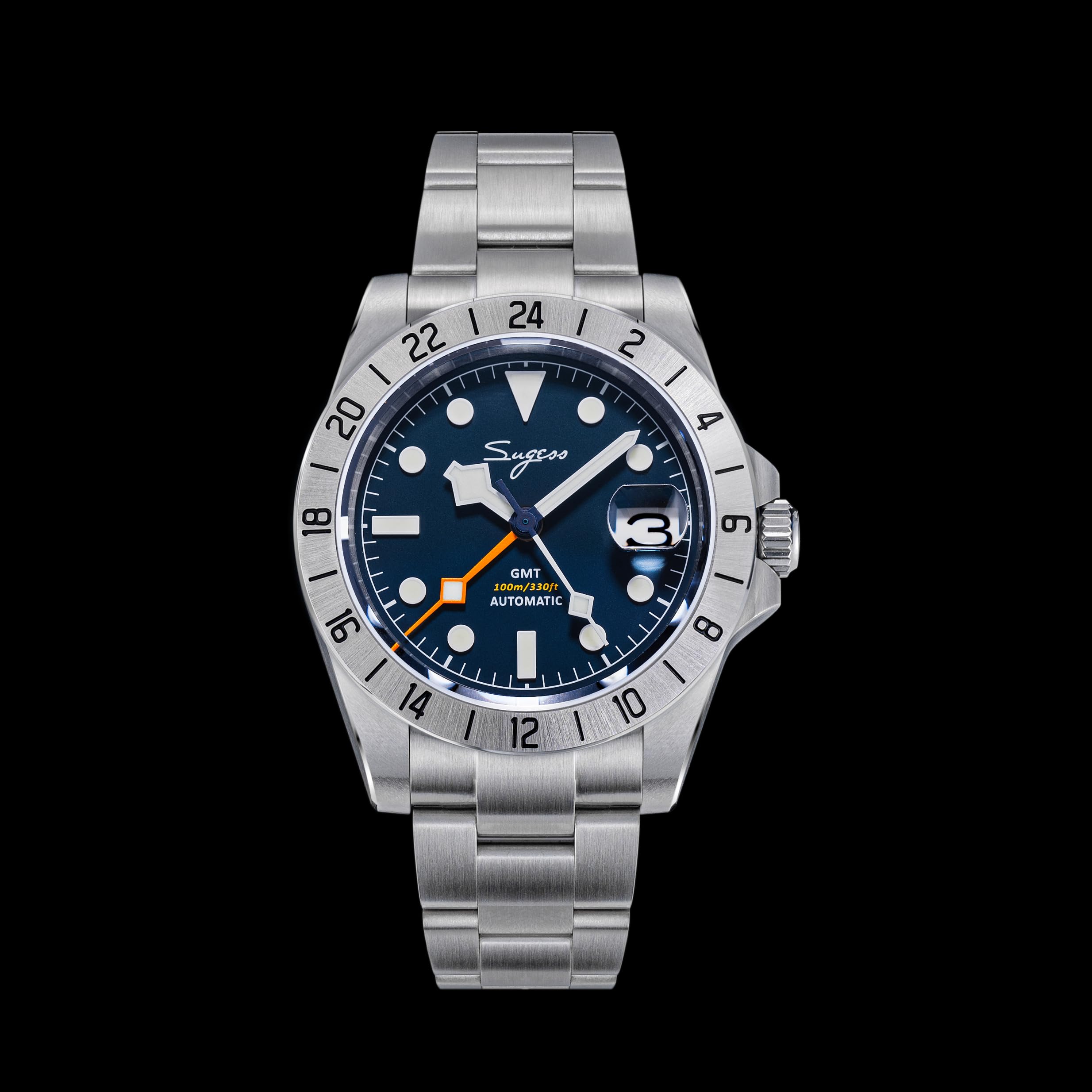 Sugess BB GMT S463.03 - Orologio meccanico da uomo, in vetro zaffiro, 100 m