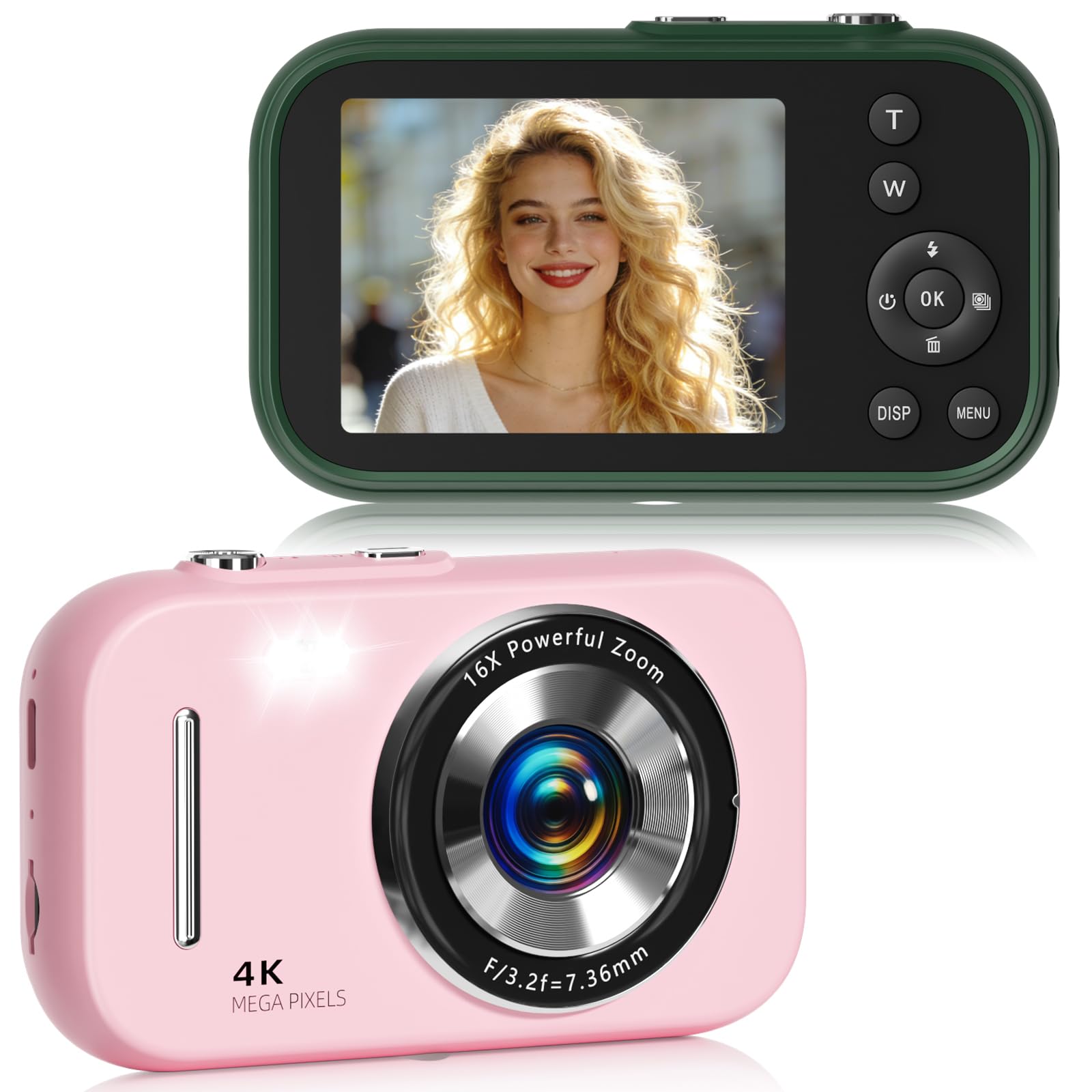 Digital Camera, 48MP FHD 4K Point and Shoot Kids Camera with Anti Shake,16X Zoom, Digital Camera for Teens with Beauty, 32GB Card, 21 Filters, Best for Kid Children Teen Student Girl Boy