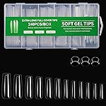 Cycullinyt 240Pcs Square Soft Gel Nail Tips, Long Square Nails, 12 Sizes Full Cover Acrylic Fake Nails Straight Clear False Nail Extension for Beginner and Professional Home Salon DIY