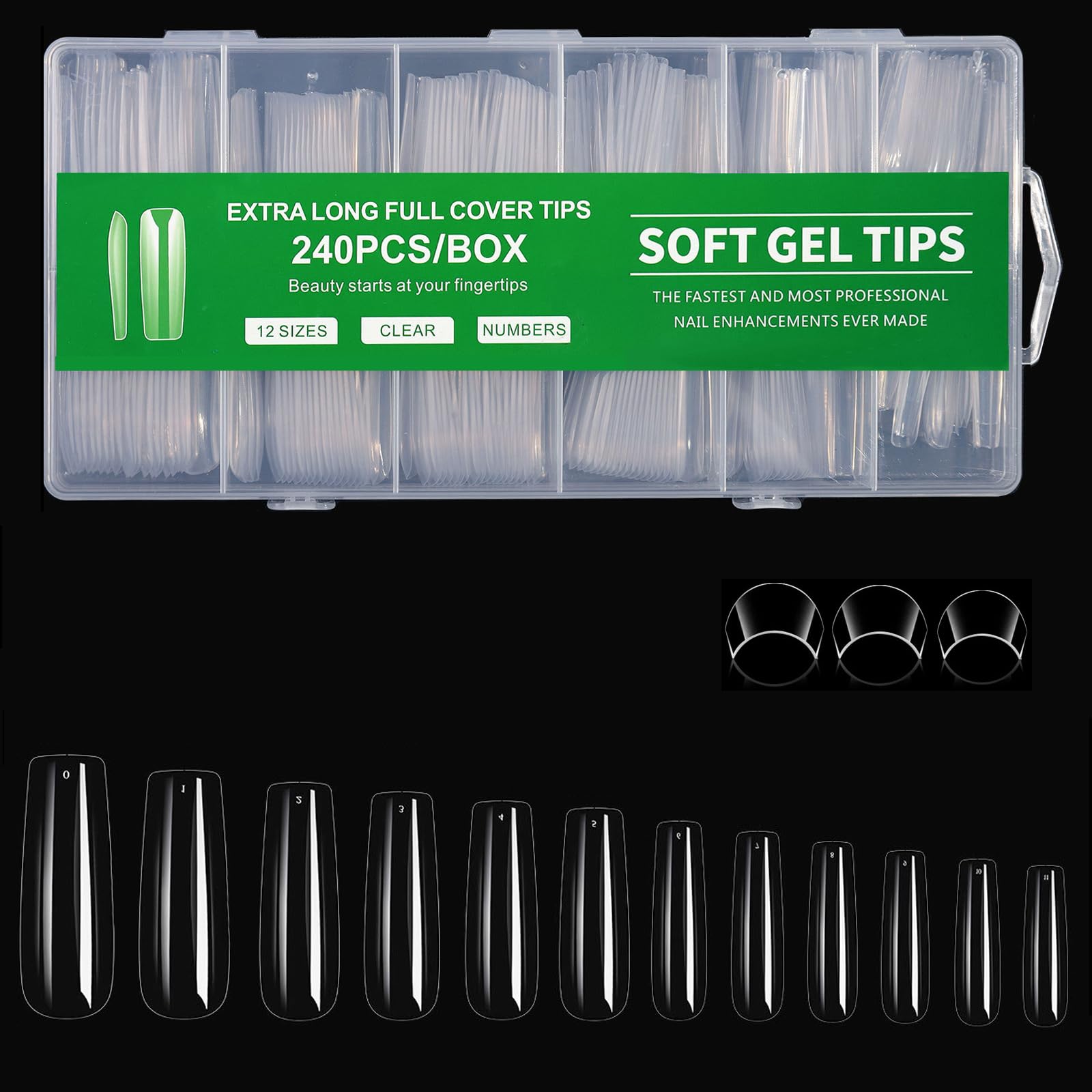 Long Square Gel Nail Tips - 240pcs for Salon & DIY -14 Long Square Gel Nail Tips - 240pcs for Salon & DIY -14