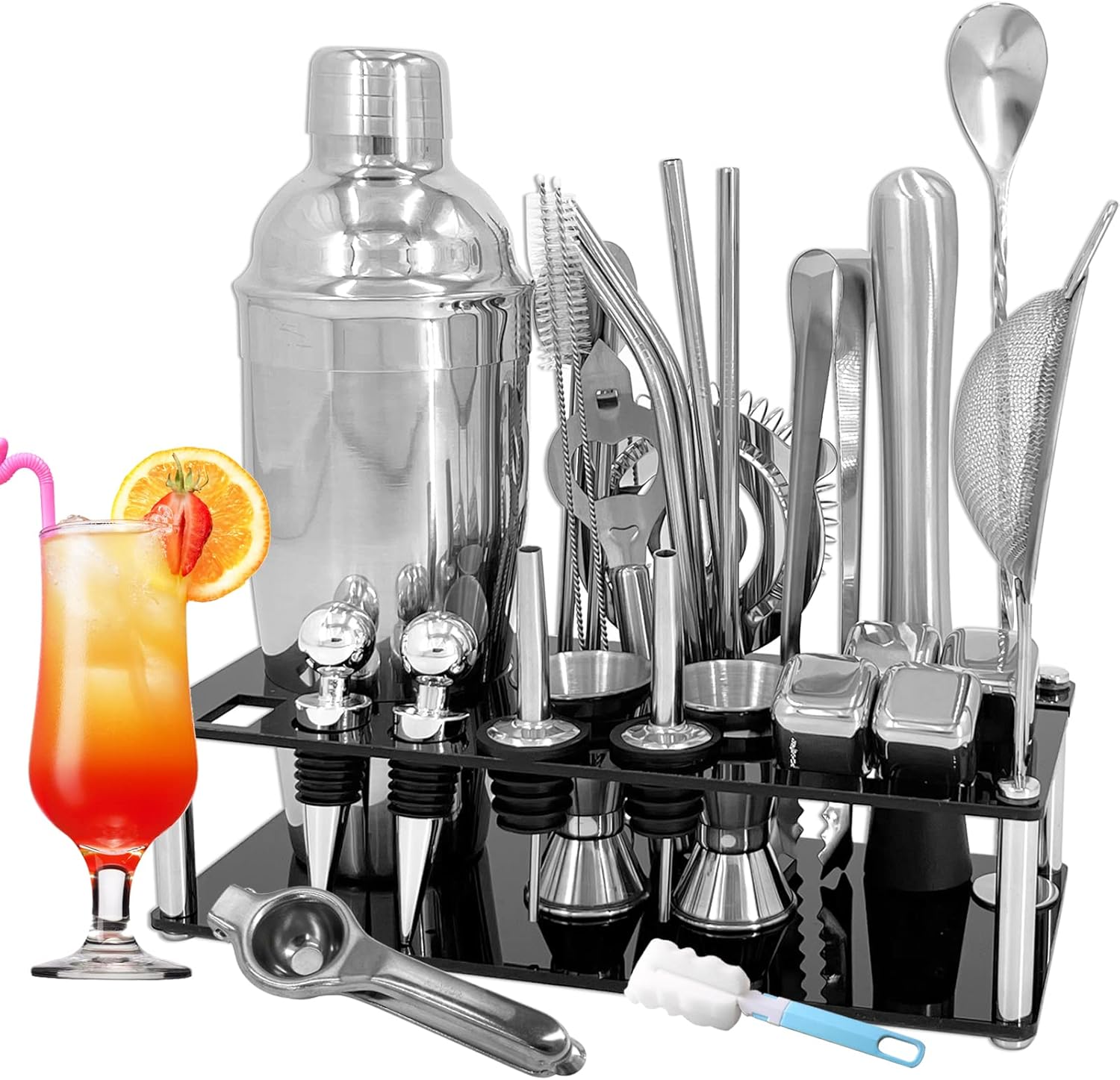 Portty 30Piece Cocktail Shaker Bartender Kit for Drink Mixing Bar ToolsMartini