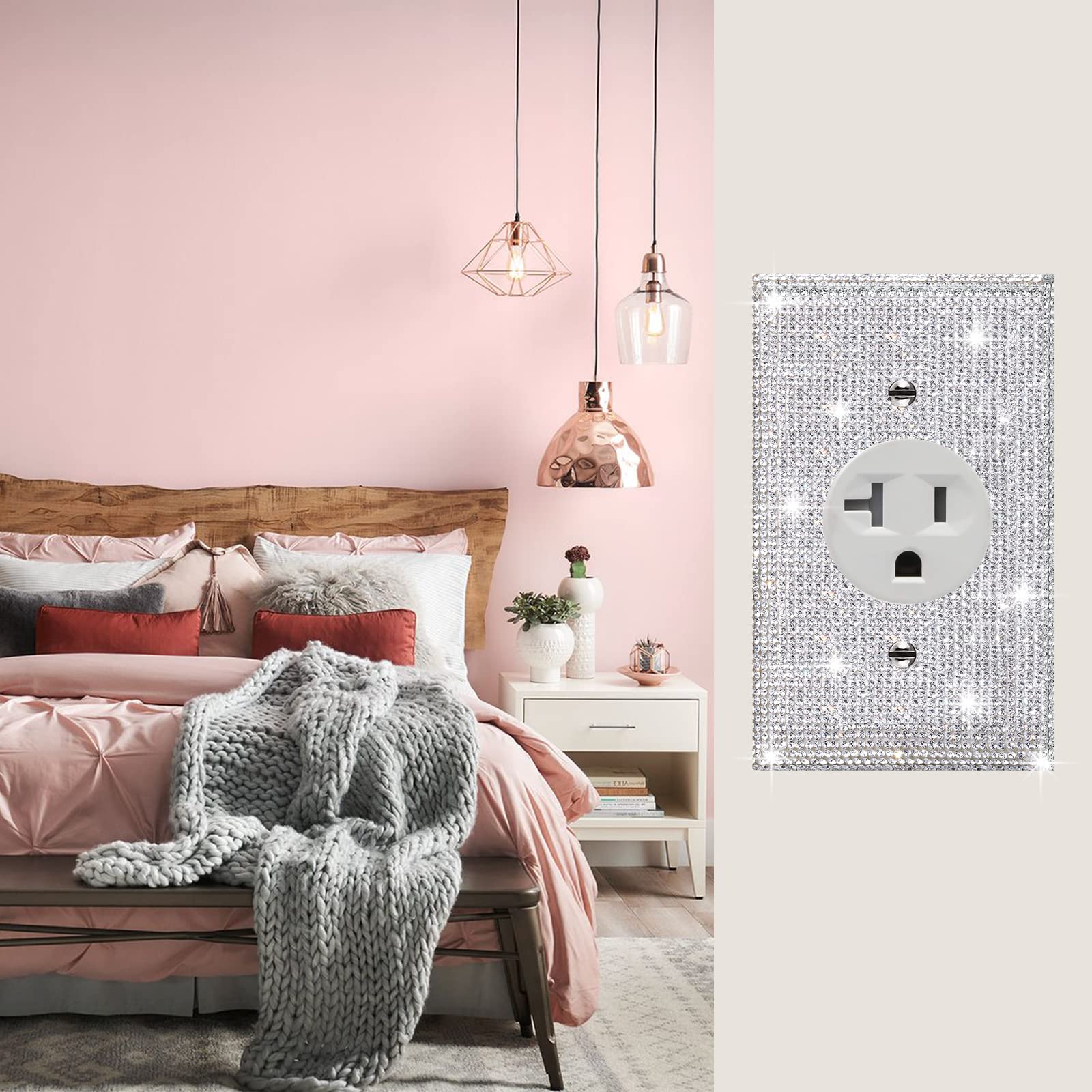 Gaocai Shiny Silver Rhinestones Outlet & Light Switch Cover – Decorative Wall Plate, Single Toggle - View #13