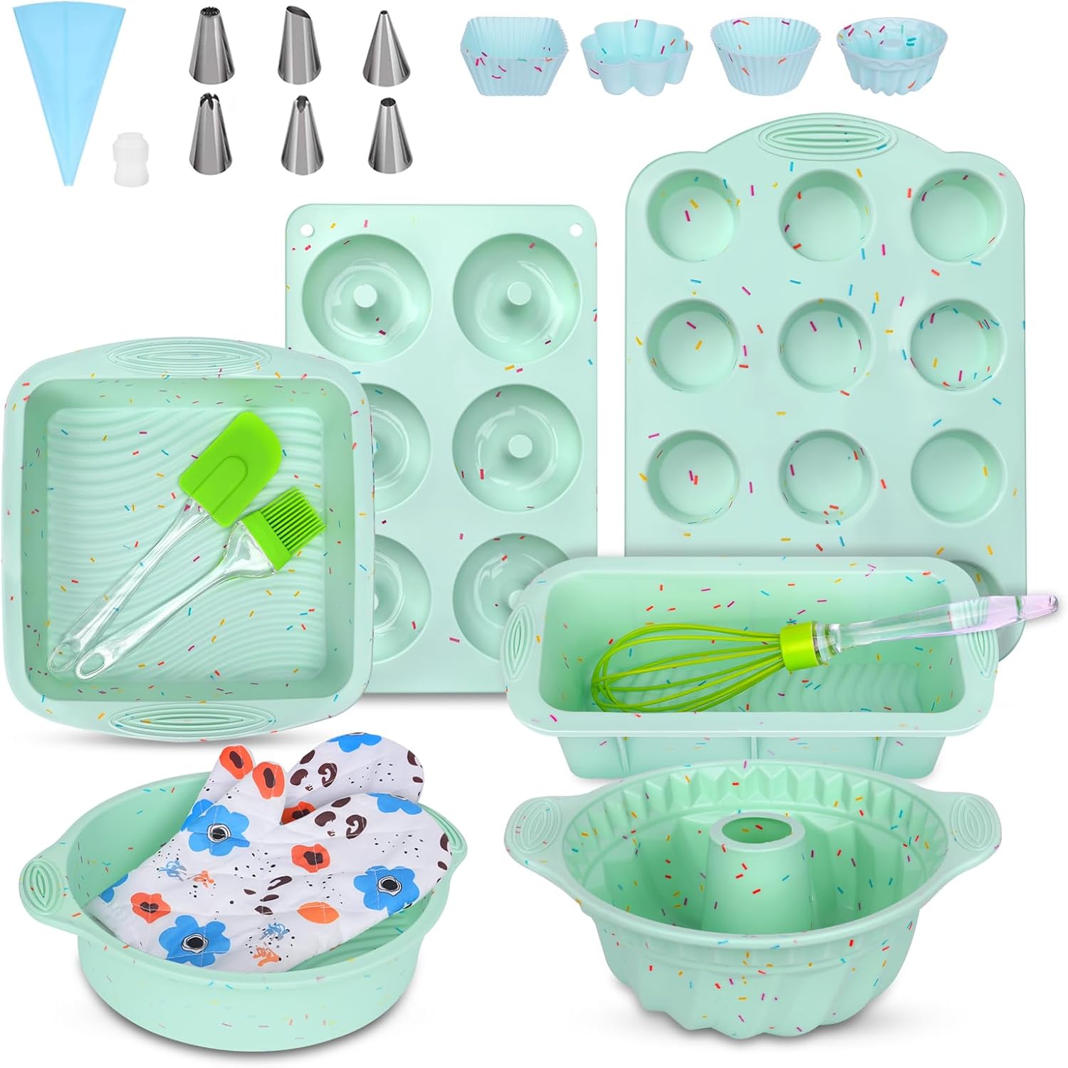 Baking Pans Set, 23 PCS Silicone Bakeware Sets, Guinea Ubuy