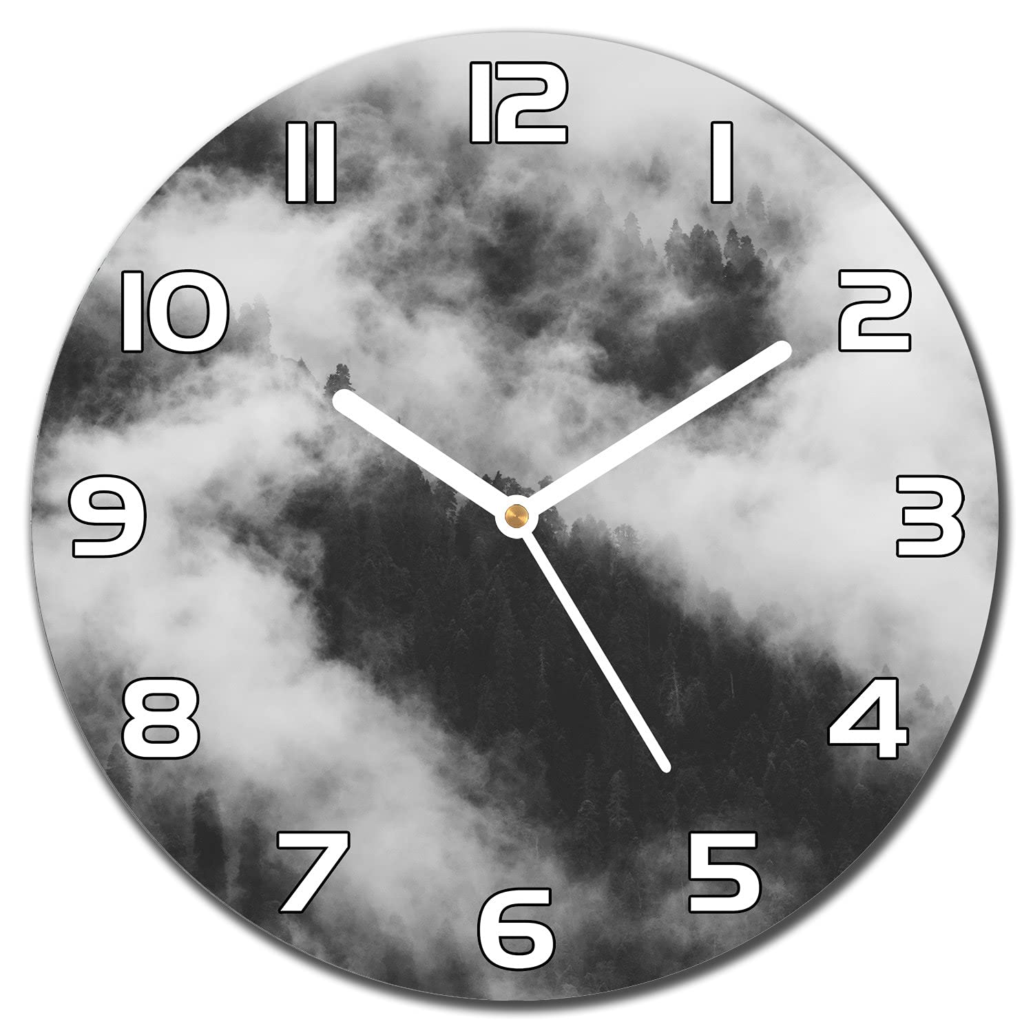 Horloge en verre lisible aiguilles blanches murale cuisine salon 30cm