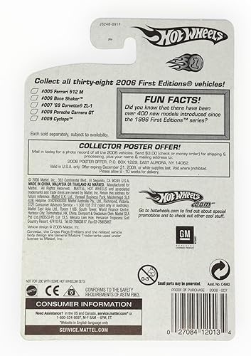 Miniatura 2 de Hot Wheels 2006 Primera edición 7 de 38 AMARILLO "69 CORBETA 1969 ZL-1 MÁS RÁPIDO QUE NUNCA 1:64 Escala 1:64 Coche fundido a presión