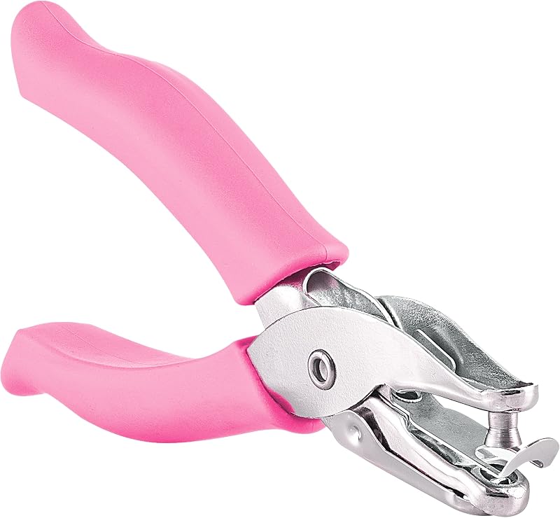 Single Hole Punch Metal Pink, 1/4” Hole Puncher with Soft Grip Handles for Paper and Crafts Round Circle Shape, for Kids and Adults, Also Available in Green, Blue, Red, Purple, Grey, 1 Pc – by Enday
