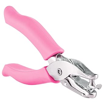 Single Hole Punch Metal Pink, 1/4 Hole Puncher with Soft Grip Handles for Paper and Crafts Round Circle Shape, for Kids and Adults, Also Available in Green, Blue, Red, Purple, Grey, 1 Pc by Enday