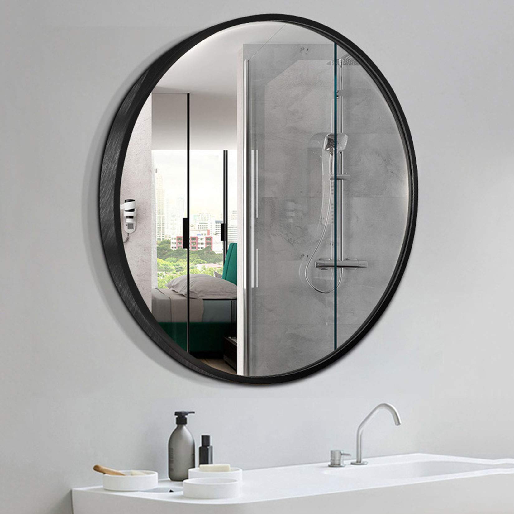 Lusterka ścienne, lustro łazienkowe szczotkowane metal do salonu sypialnia wejściowa w pokoju domowym dekoracje domu 40-70 cm Black,60cm