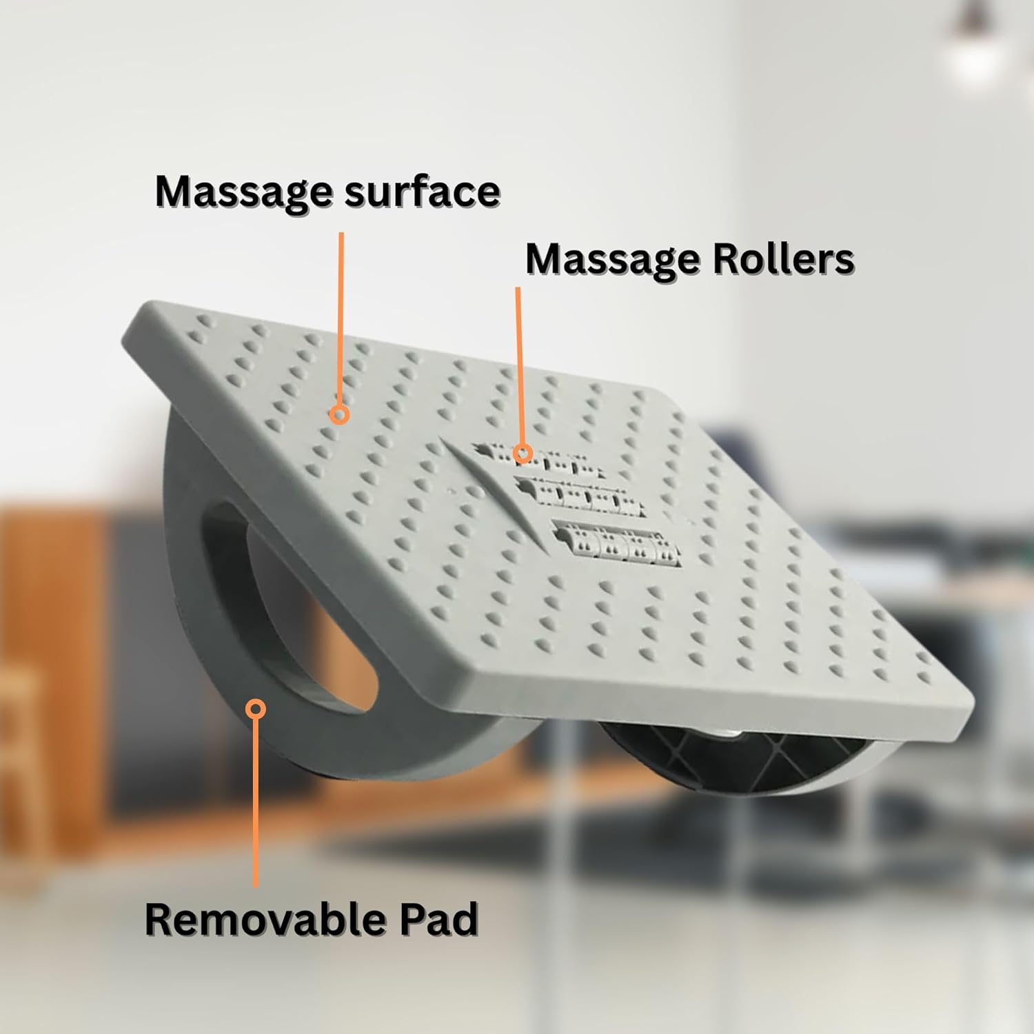 Hian Foot Rest for Office Chair | 32.2 x 24.8 x 11.8 cm, gray, pack of 1. PP content with acupressure points and roller. Increases comfort and improves postures. For office desk, home and sofa use Hian Foot Rest for Office Chair | 32.2 x 24.8 x 11.8 cm, gray, pack of 1. PP content with acupressure points and roller. Increases comfort and improves postures. For office desk, home and sofa use