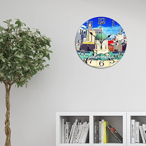 Miniatura 9 de Reloj de pared de paisaje urbano de Nueva York, Estados Unidos, Estatua de la Libertad, reloj de pared de viaje, funciona con pilas, 10 pulgadas,