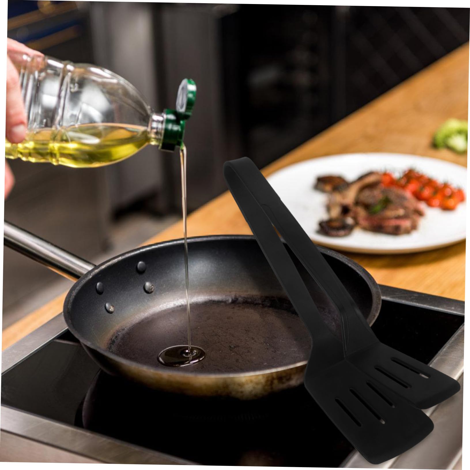 3 Stück Bratspatel-Clip Dreher Essensclips Burger-Smasher Essenszange Grill spachtel schlagende Schaufel Silikonschaufel Küchenzange Servierzange Kieselgel Black