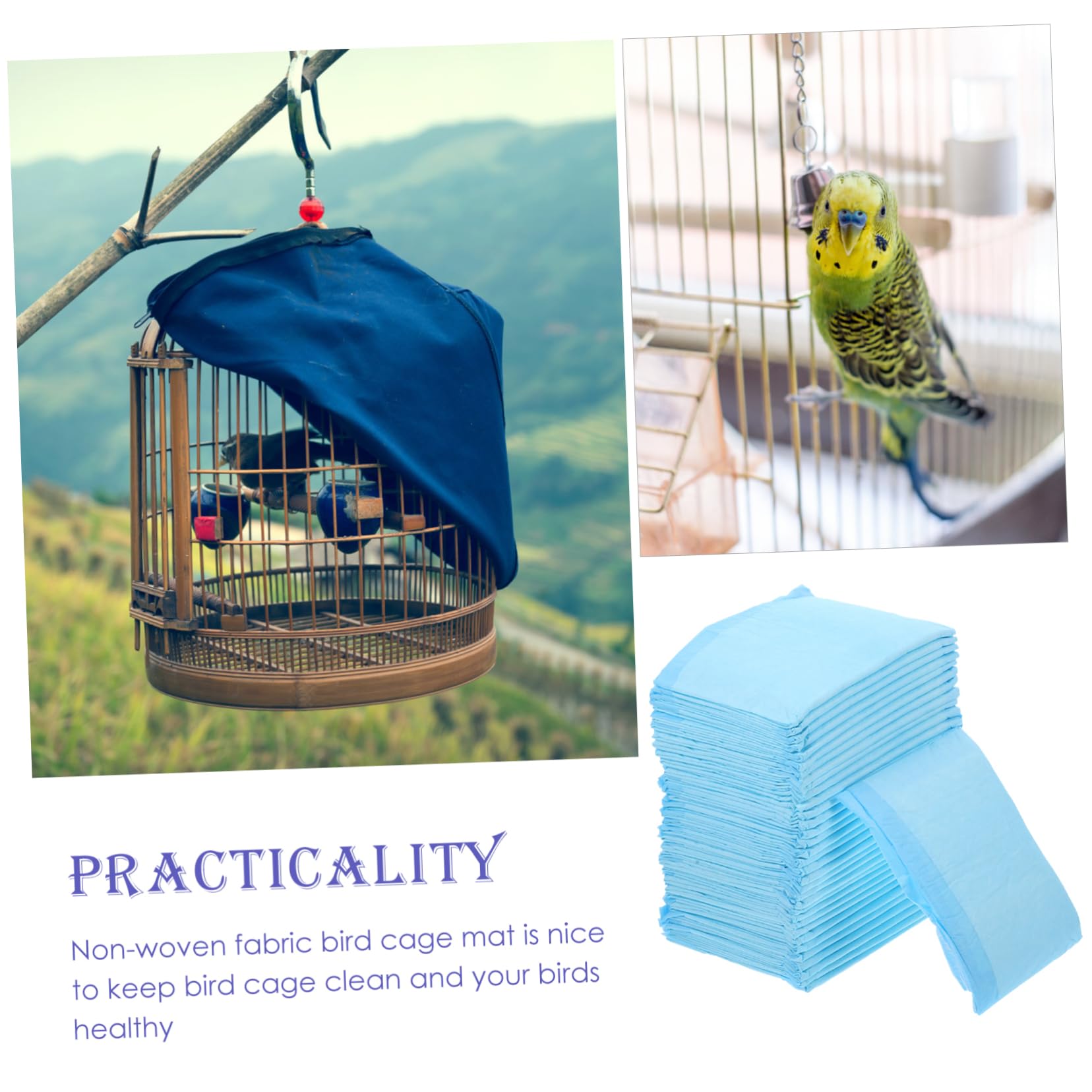 100piezas Empapadores Descartables para Jaulas De Periquitos Impermeables para Aves Absorbentes y Prácticos
