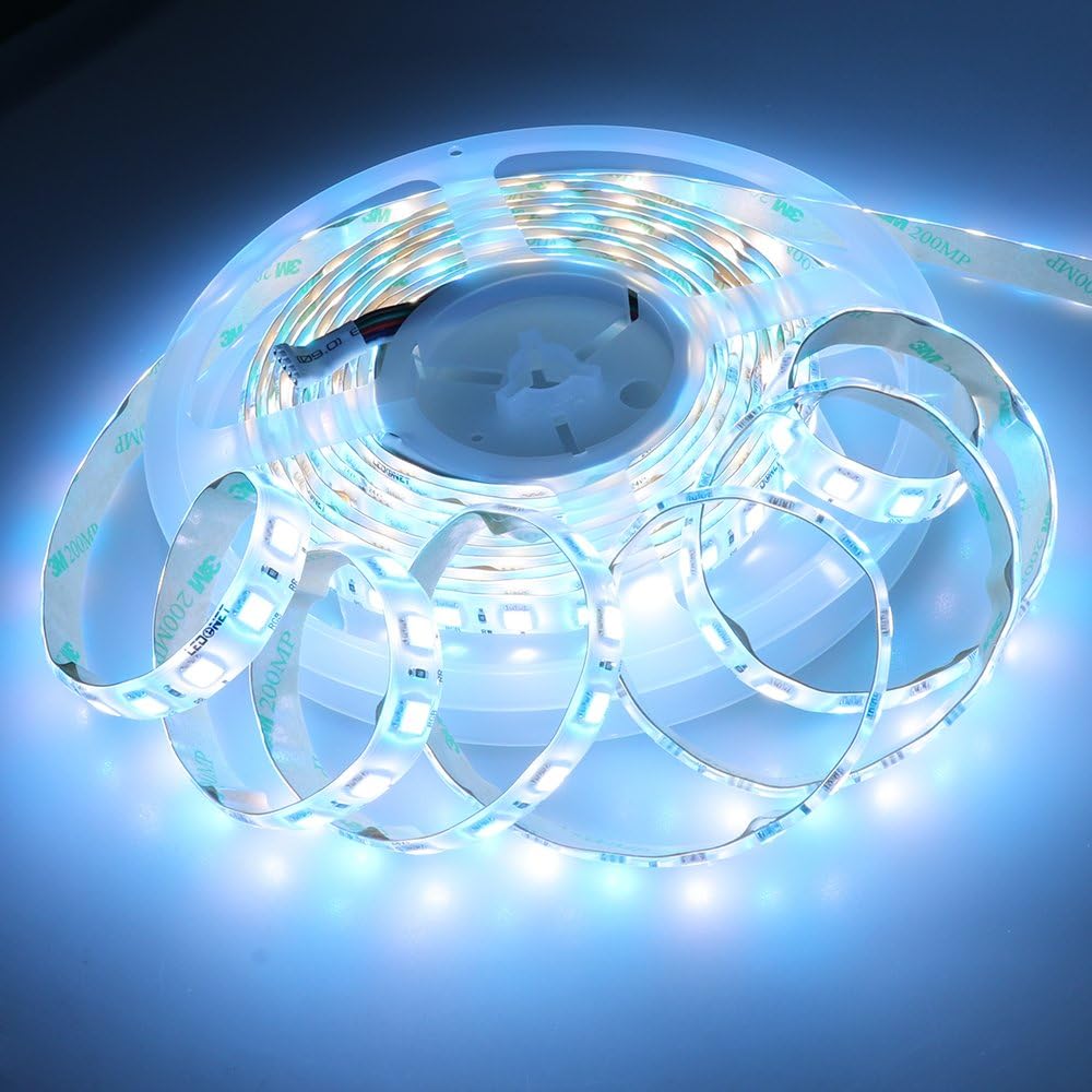 5050 Super Bright 16.4ft RGBW Cold White LED Strip Lights DC24V 360LEDs Multi-Colors LED Flexible Light 5M RGB White LED Strip Lighting Silicone Waterproof IP65 for Bedroom Home