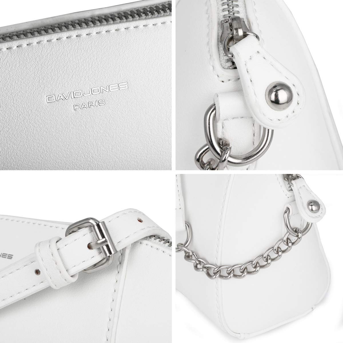 David Jones - Petit Sac Bandoulière Femme Trapèze - Sac à Main Chaîne Porté Epaule Cuir PU - Besace Sacoche Croisé Travers Pochette Soirée Mode Travail Shopping Elégant Tendance Chic