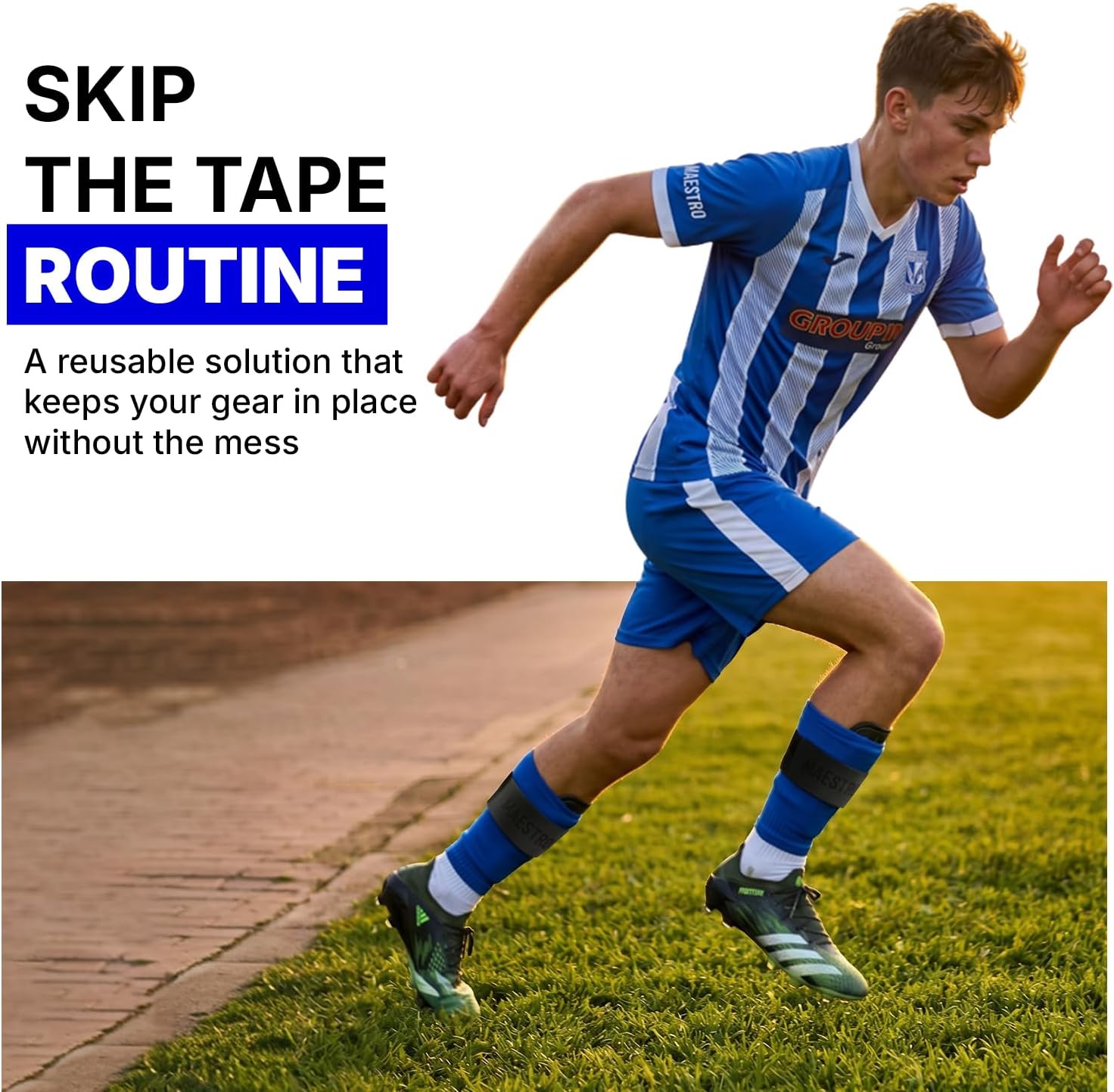 Maestro Soccer Shin Guard Silicone Straps - Lightweight & Flexible Anti-Slip Shin Guard Holders for Men, Women & Youth - Perfect for Soccer Sleeves and Grip Socks