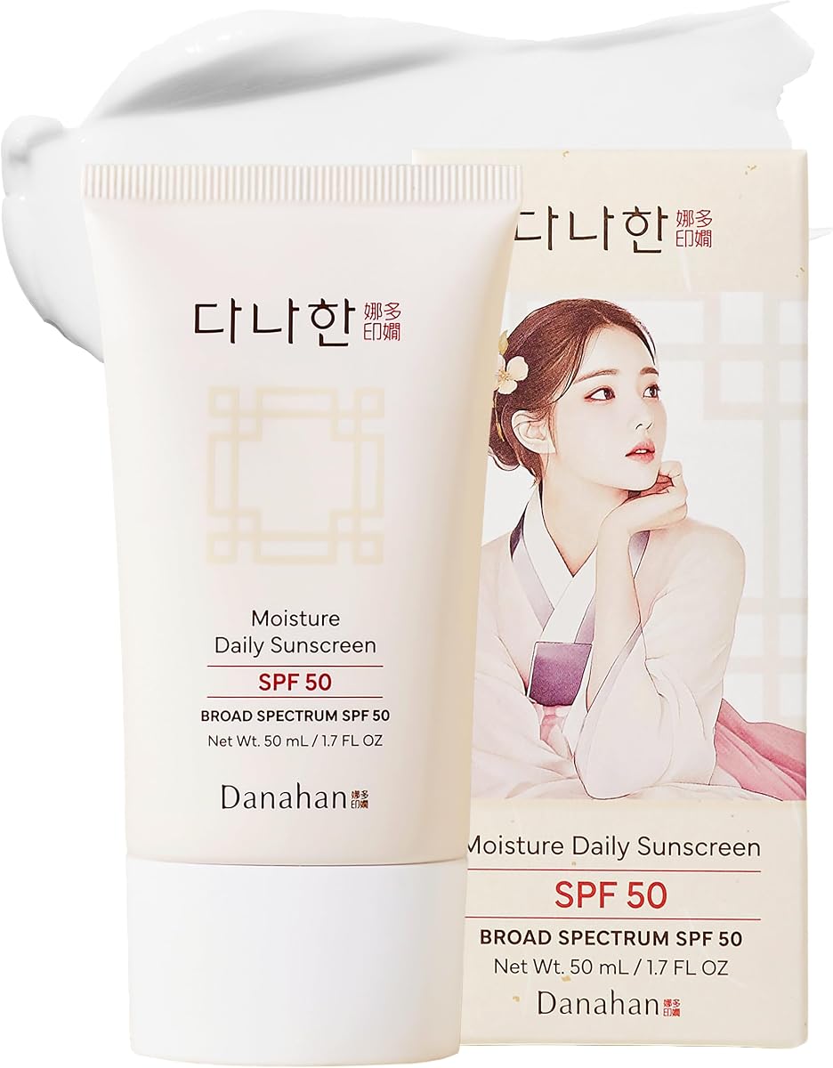 DANAHAN Korean Face Sunscreen SPF 50, No White Cast, Ginseng, 1.7 oz | Hybrid mineral + chemical filters, fragrance-free, moisturizing makeup primer, Niacinamide, Broad Spectrum, all skin tones