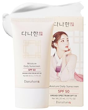 DANAHAN Korean Face Sunscreen SPF 50 Broad Spectrum - Moisturizing Hybrid Formula, No White Cast on All Skin Tones with Ginseng + Niacinamide, Doubles as Makeup Primer, 1.7 oz