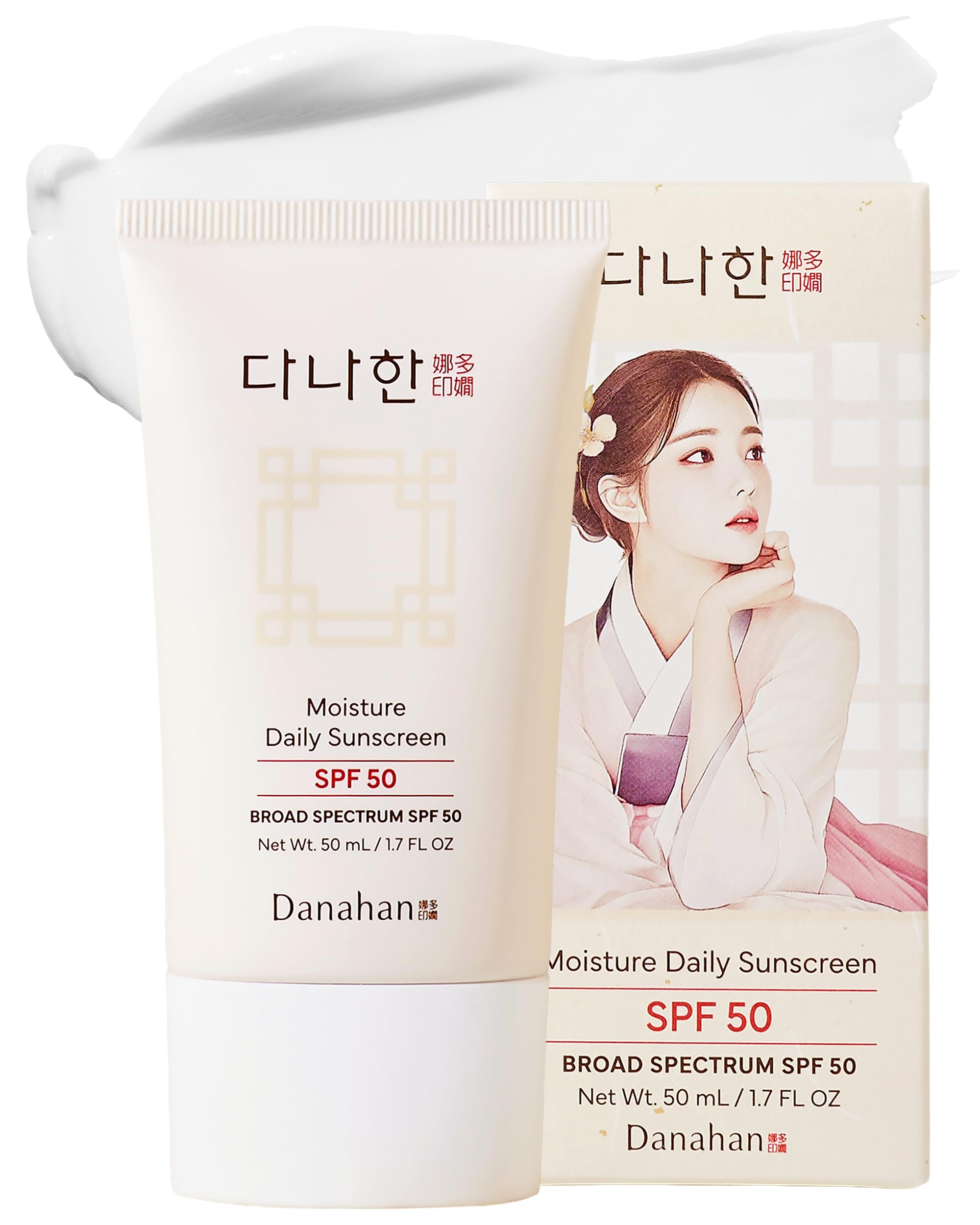 Moisture Daily Sunscreen SPF 50 Broad Spectrum – No White Cast, Lightweight Korean Face Sunscreen | Hybrid UV Protection with Ginseng & Niacinamide, 1.7 oz