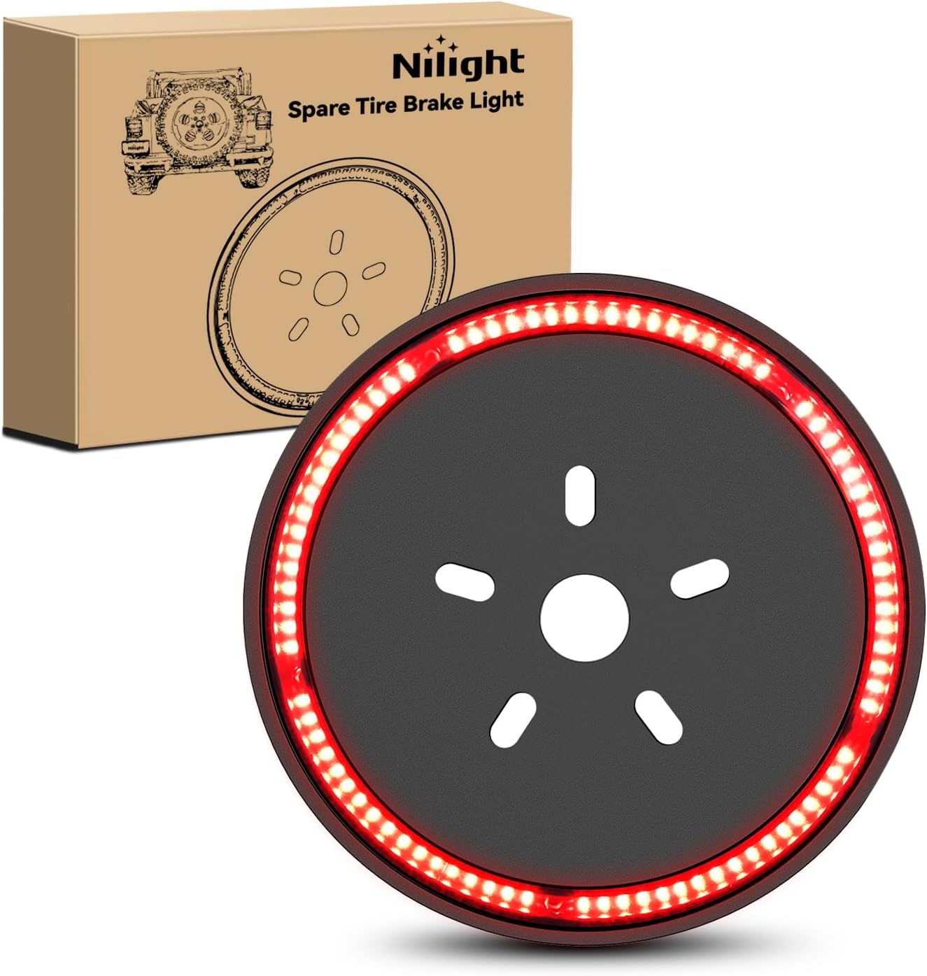Nilight Spare Tire Brake Light Wheel Light 3rd Third Brake Light Rear lights for Wrangler 2007-2018 JK JKU YJ TJ Red Light