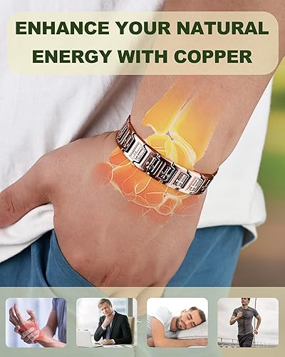 Miniatura 36 de MagEnergy Pulsera de cruz de cobre para hombre, pulsera magnética de cobre ultra fuerte para hombre, pulsera de cobre ajustable con caja de joyería