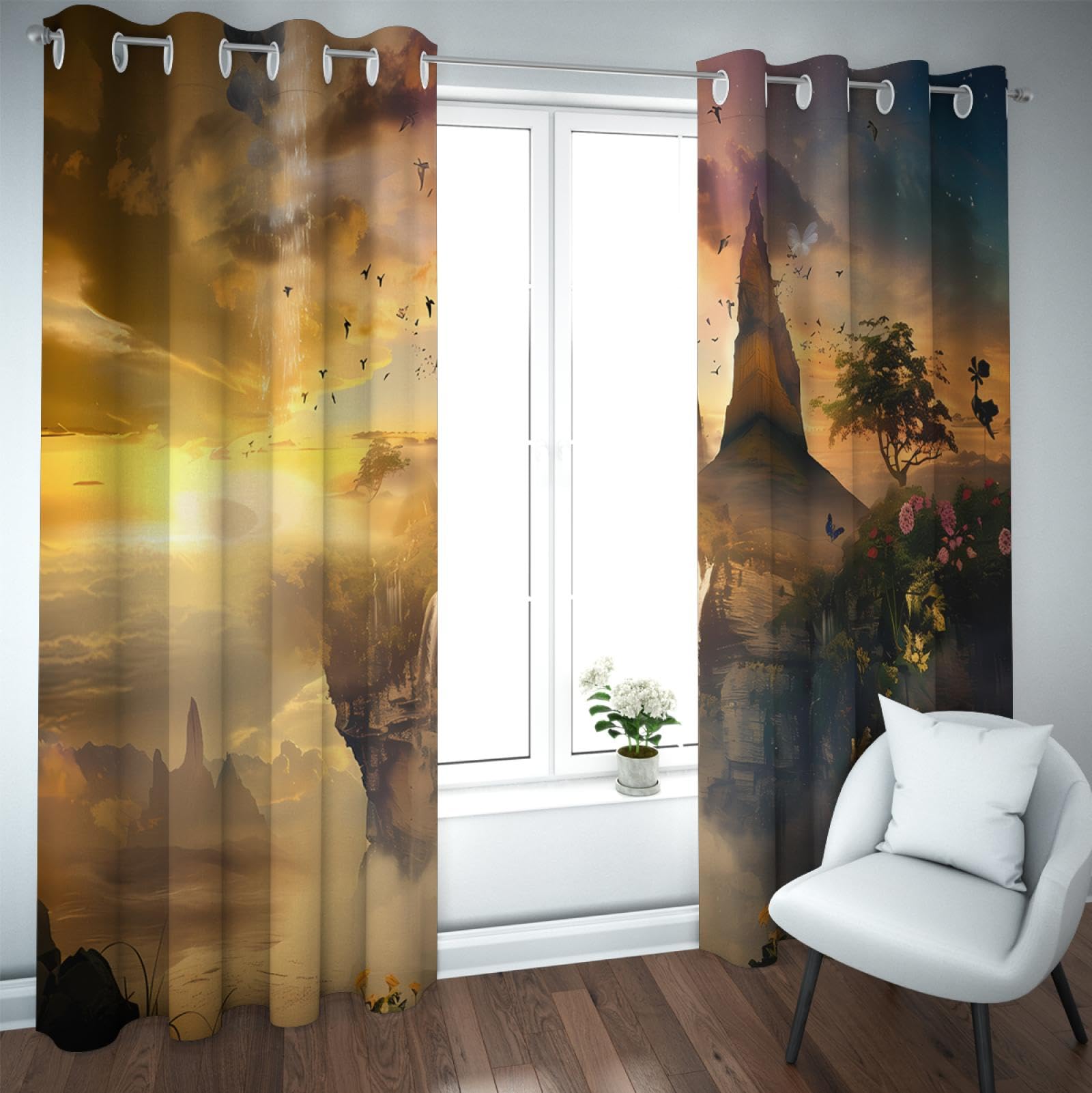 Zasłony zaciemniające z redukcją hałasu do drzwi przesuwnych, 2 panele 168 x 229 cm, idealne do jadalni i mieszkania, elegancka dekoracja okienna
