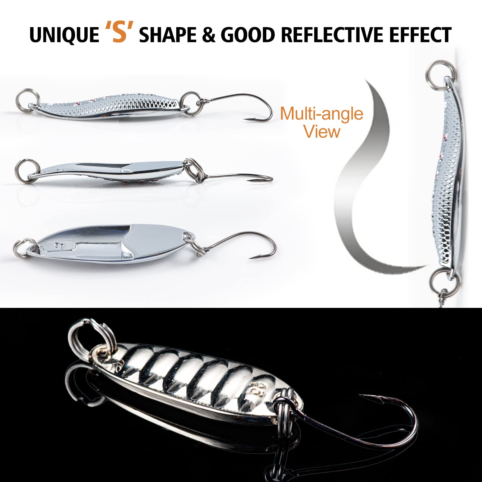 5pcs 7-80g Fishing Lures Metal Spinner Baits Bass Tackle Crankbait Spoon Trout E - Foto 11