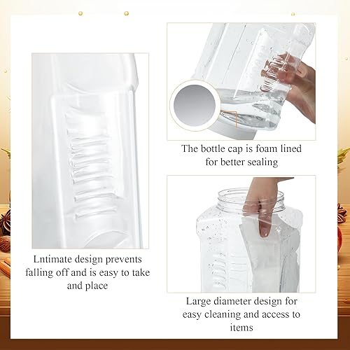 Miniatura 3 de 3 tarros de plástico transparente de 1 galón con tapa, boca ancha, recipientes cuadrados de almacenamiento de alimentos, recipientes de plástico PET