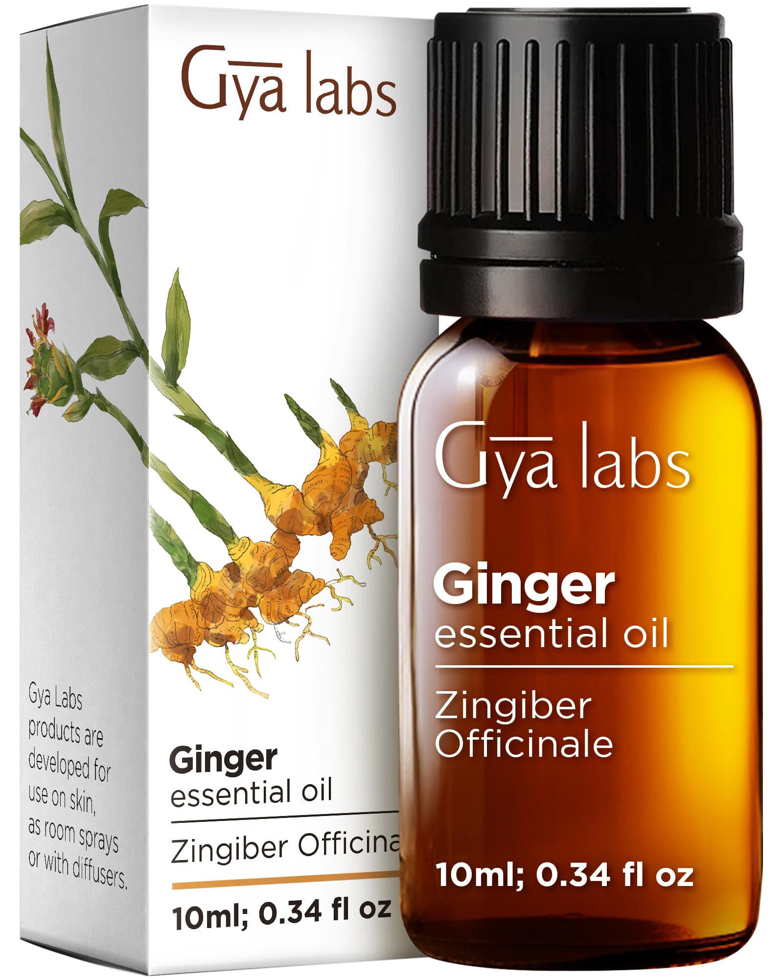 Gya Labs Ginger Essential Oil - 0.34 Fl Oz - for Hair, Skin, Diffuser, Aromatherapy & DIY Candle Making ScentUSDA OrganicClimatePartner certified