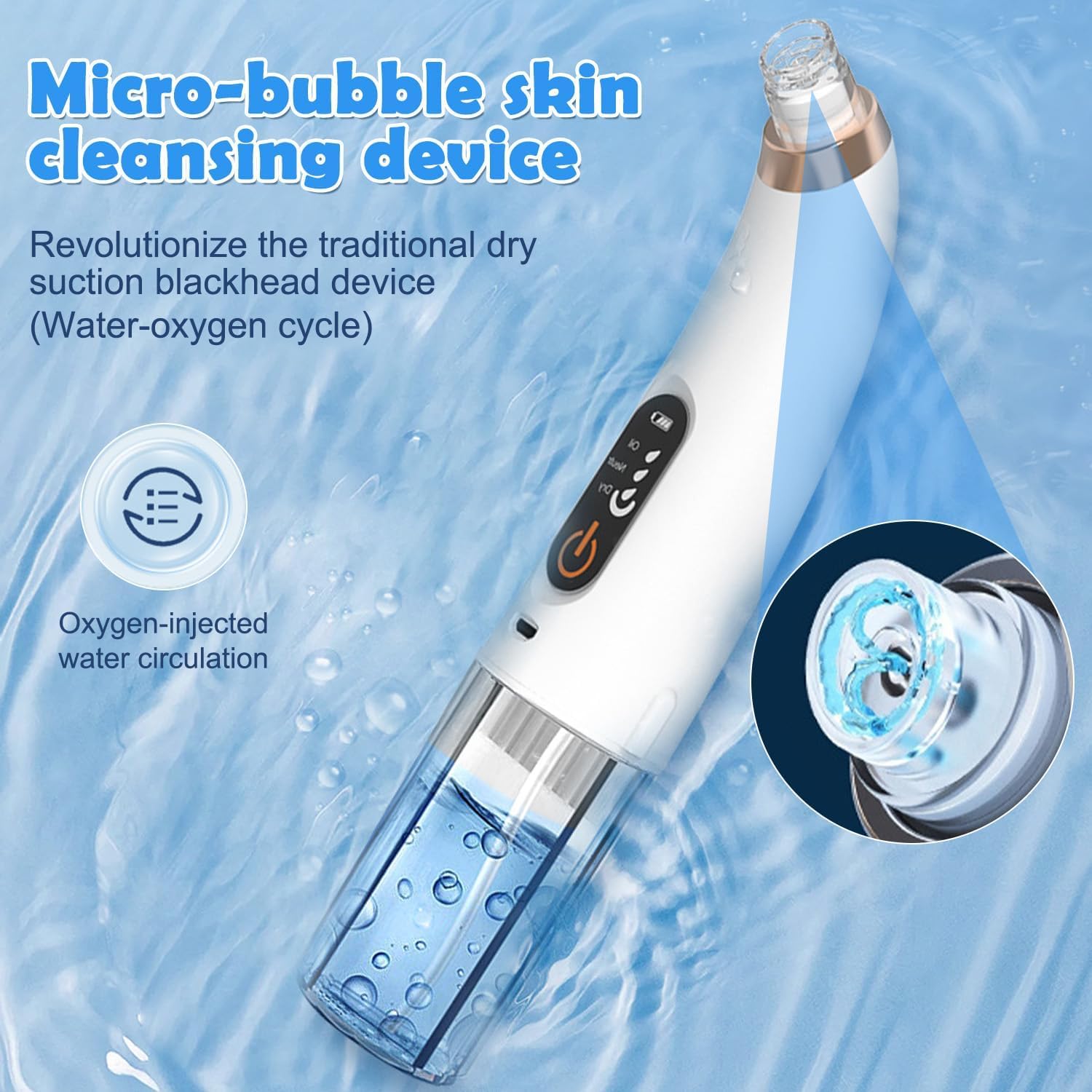 Aspirateur Point Noir Extracteur de Comédons Nettoyage des Pores avec 6 Sondes et 3 Modes, Professionnel Extracteur de Point Noir Electrique Tire Nettoyant de Pores Soin Visage