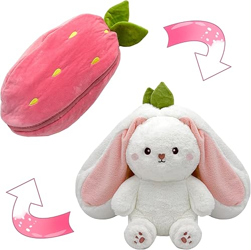Miniatura 10 de Peluche de conejo, conejo de zanahoria reversible con cremallera, lindo juguete de conejo suave para niños y adultos, conejitos de Pascua regalos