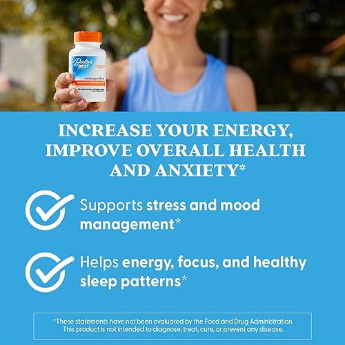 Miniatura 6 de Doctor's Best Ashwagandha con sensoril, hierba ayurvédica, extracto estandarizado de Withania somnifera, clínicamente probado para apoyar el enfoque