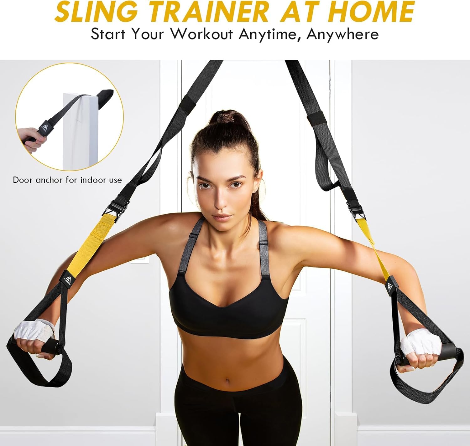 flintronic Sangles de Suspension Kit d'entraînement, Kit d'entraînement à Suspension, d'entraînement à Suspension Tout-en-Un avec Sangles Réglables pour Brûler des Graisses, Construire du Muscle