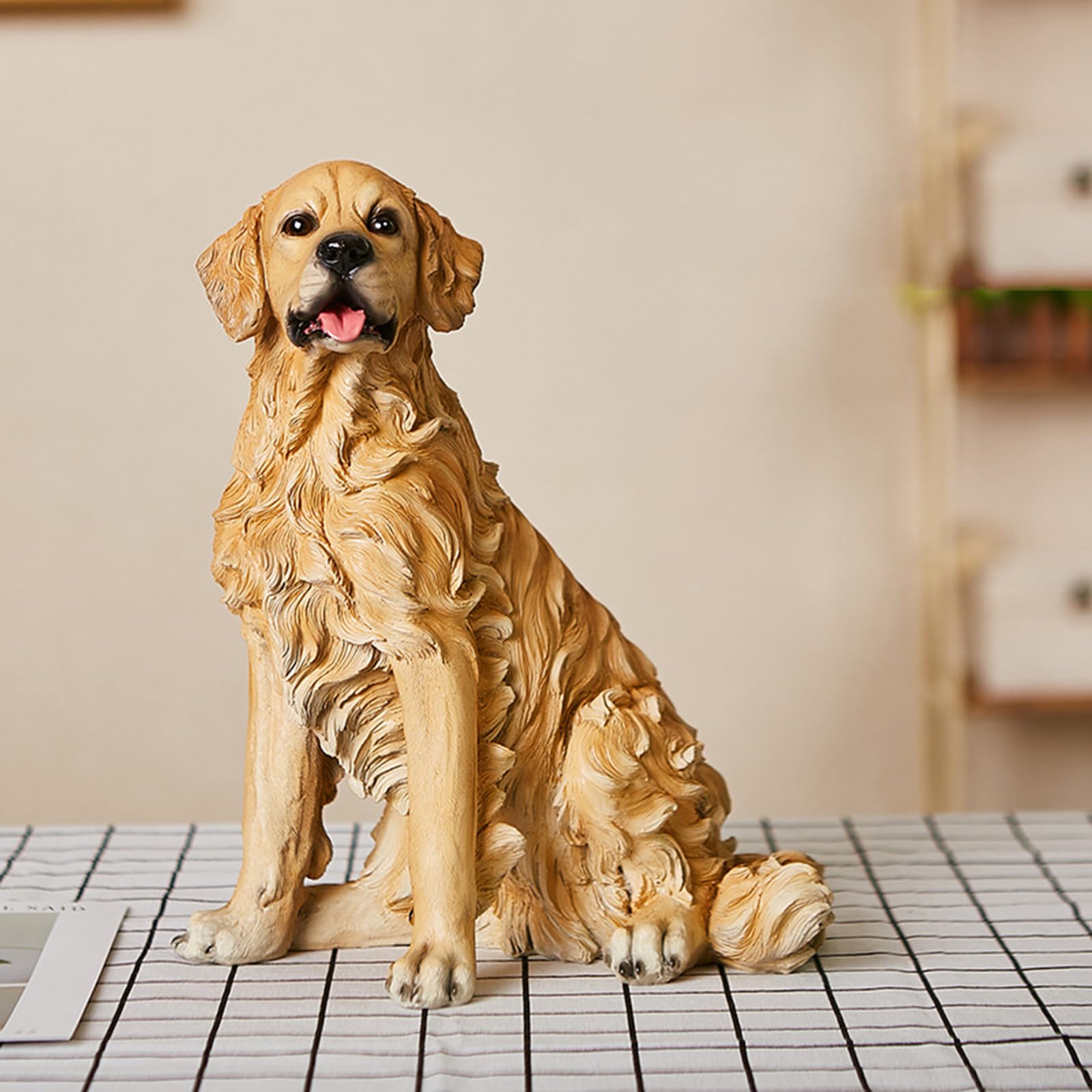 Dekoracja ogrodowa, realistyczna figurka psa, model rzeźby Golden Retriever, realistyczna żywiczna statua psa, dekoracja domu, B(A