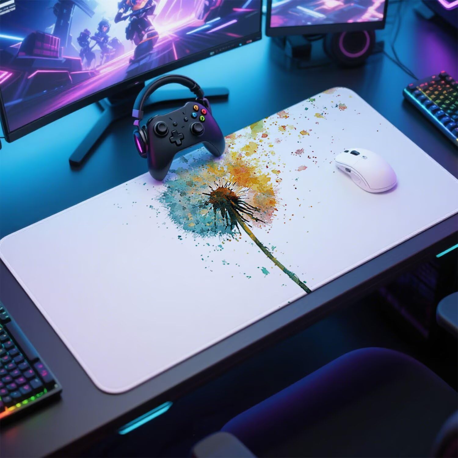 Biała podkładka pod mysz pod mysz pod mysz do gier XXL 1400 x 600 x 3 mm podkładka pod mysz gumowa trawa duża podkładka pod rękę dla graczy wodoodporne akcesoria PC, do klawiatury laptopa w-7932