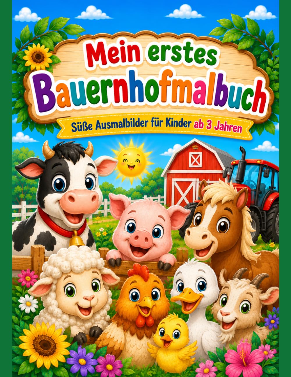 Mein erstes Bauernhof Malbuch: 50 tolle Bauernhofmotive zum ausmalen für Kinder ab 3 Jahre