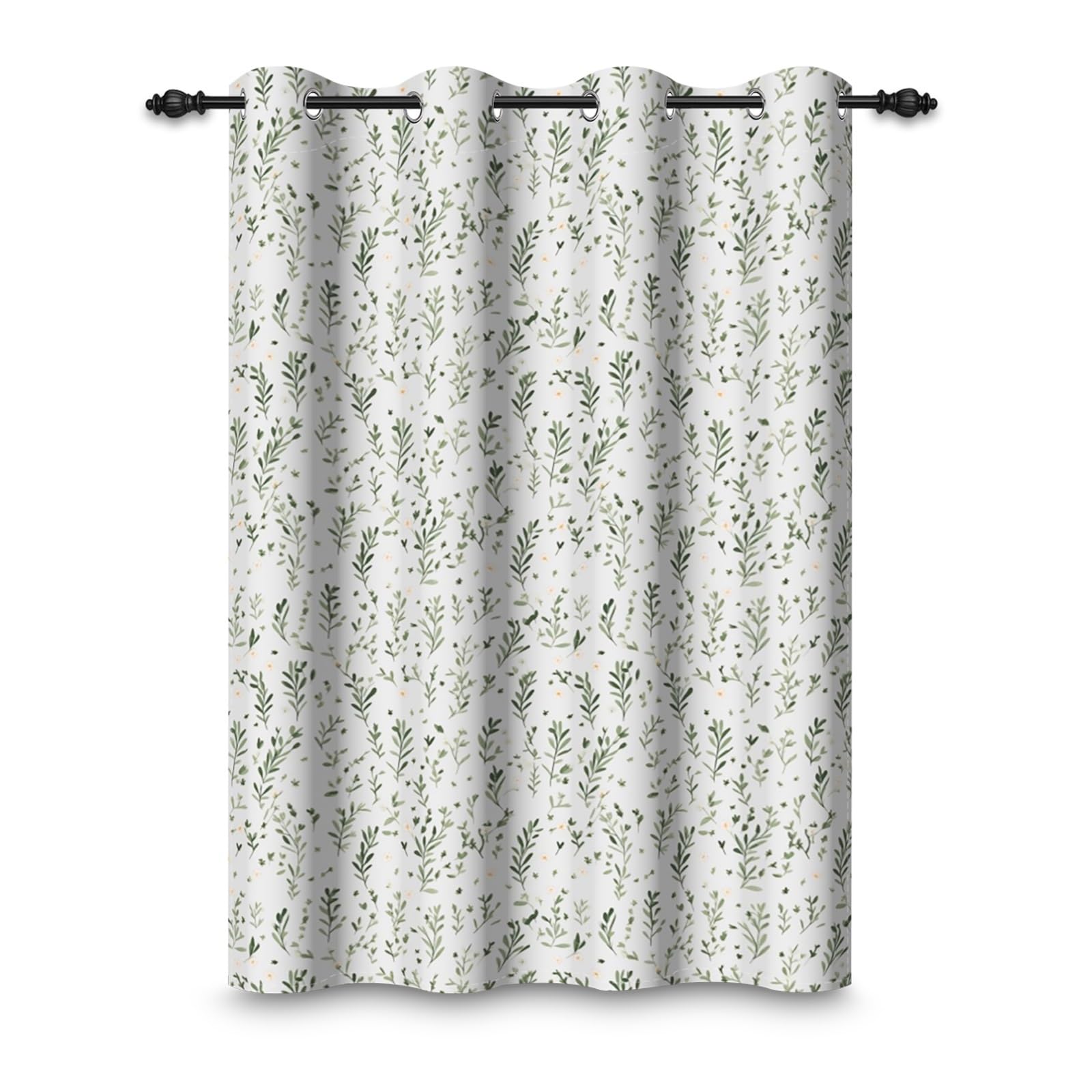 ggaimwf 135x229cm Leaf Eyelet Curtains Plants Leaves Patterned Sage Green Natural Garden Farmhouse Insulated Thermal Blackout Window Drapes for Bedroom Living Room Balcony 1 Single Panel