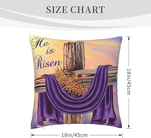 Miniatura 2 de Fundas de almohada con texto en inglés "Easter Religious He is Risen", 18 x 18 pulgadas, decoración del hogar, fundas de cojín para sofá,