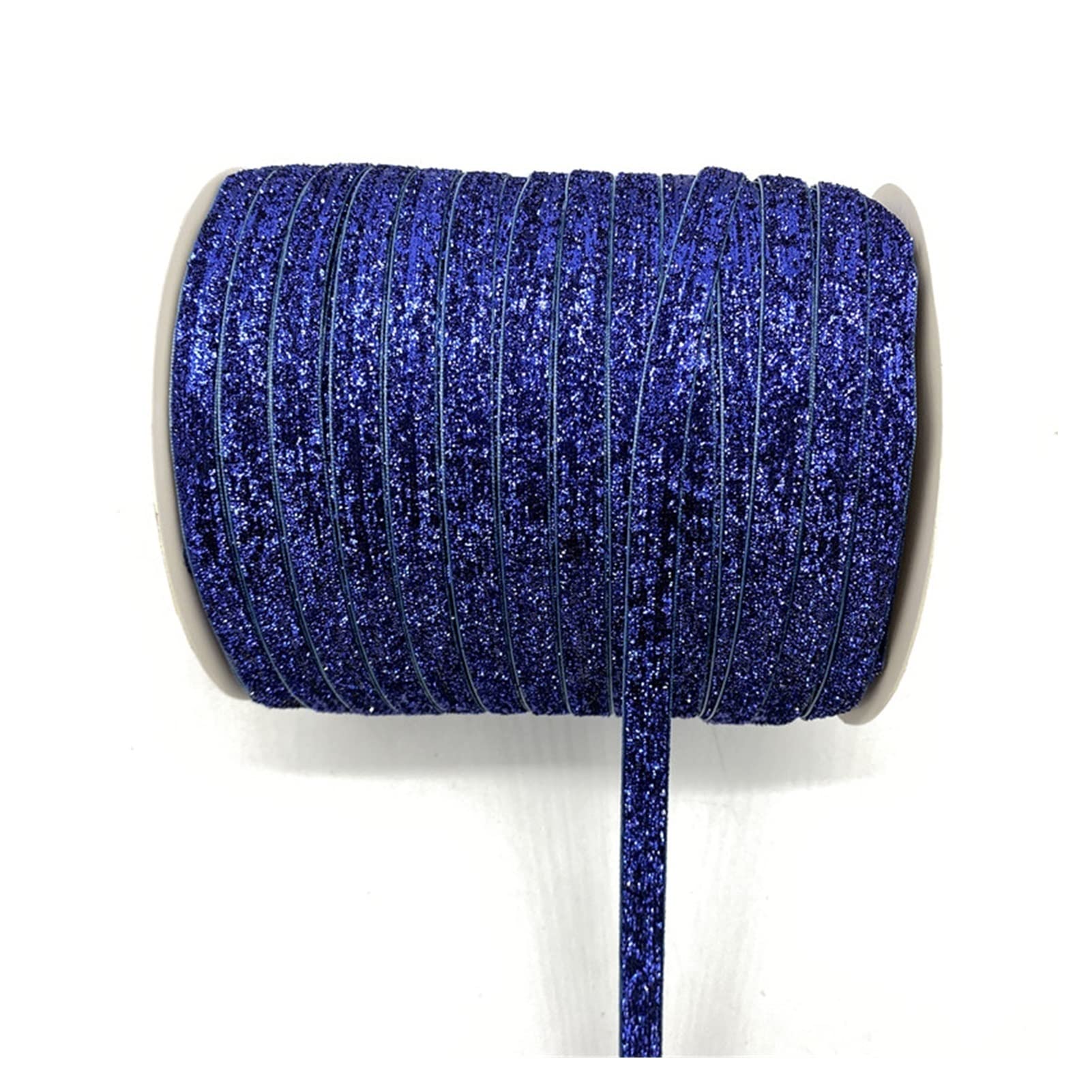 EliteKoopers 1M Blue Glitter Ribbon 10mm Wide, Sparkly Fabric Ribbon for Gift Crafters Sewing Wedding Party Brithday Wrap Making Hair Bows Floral Projects