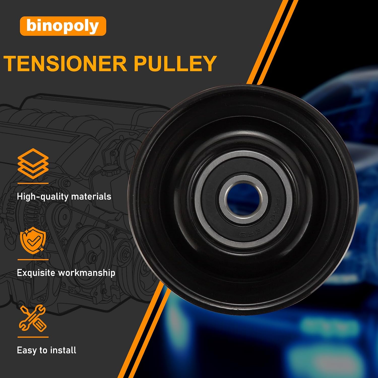 binopoly 36336 Belt Tensioner/Idler Pulley For Infiniti G35 2003-2007 M35 2006-2008 FX35 2003-2008 QX4 2001-2003 N-issan 350Z 2003-2006 Pathfinder OE#89150 419-661 119274P101 11927AL500 11925AL50A