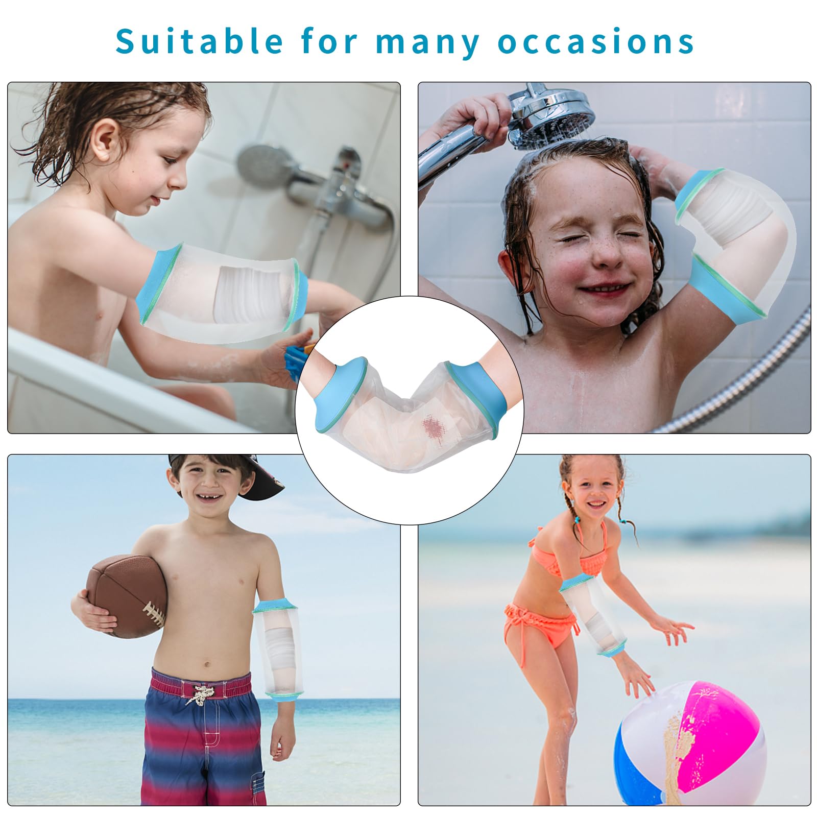 SUPERNIGHT Funda impermeable para ducha, protector de codo para adolescentes para nadar y bañarse, funda de vendaje impermeable reutilizable para heridas de brazo y mano de niños, evita infecciones
