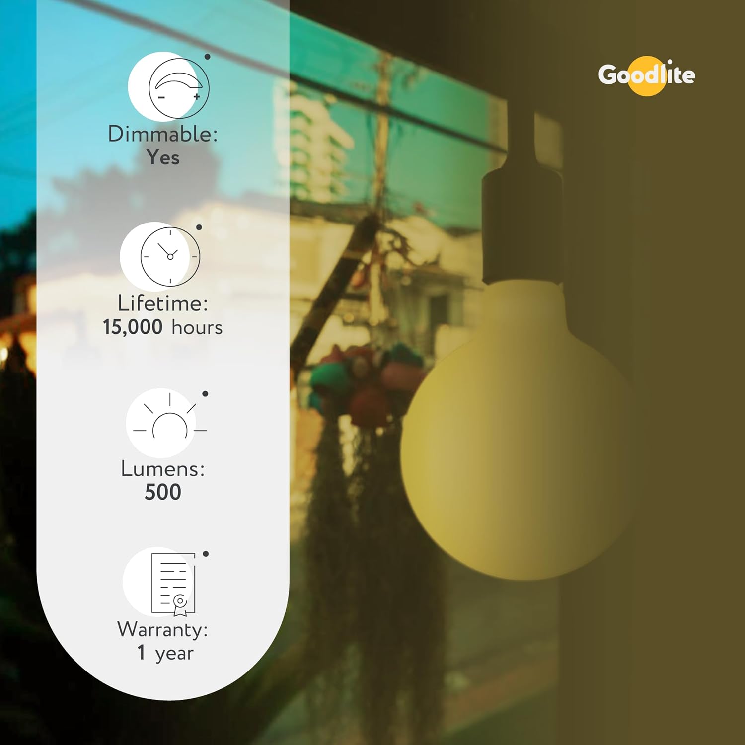 Goodlite G-83376 7W LED G25 Omni Directional 300 Degree Globe Light, 60W Equivalent 550 Lumens Warm White 30K, Dimmable