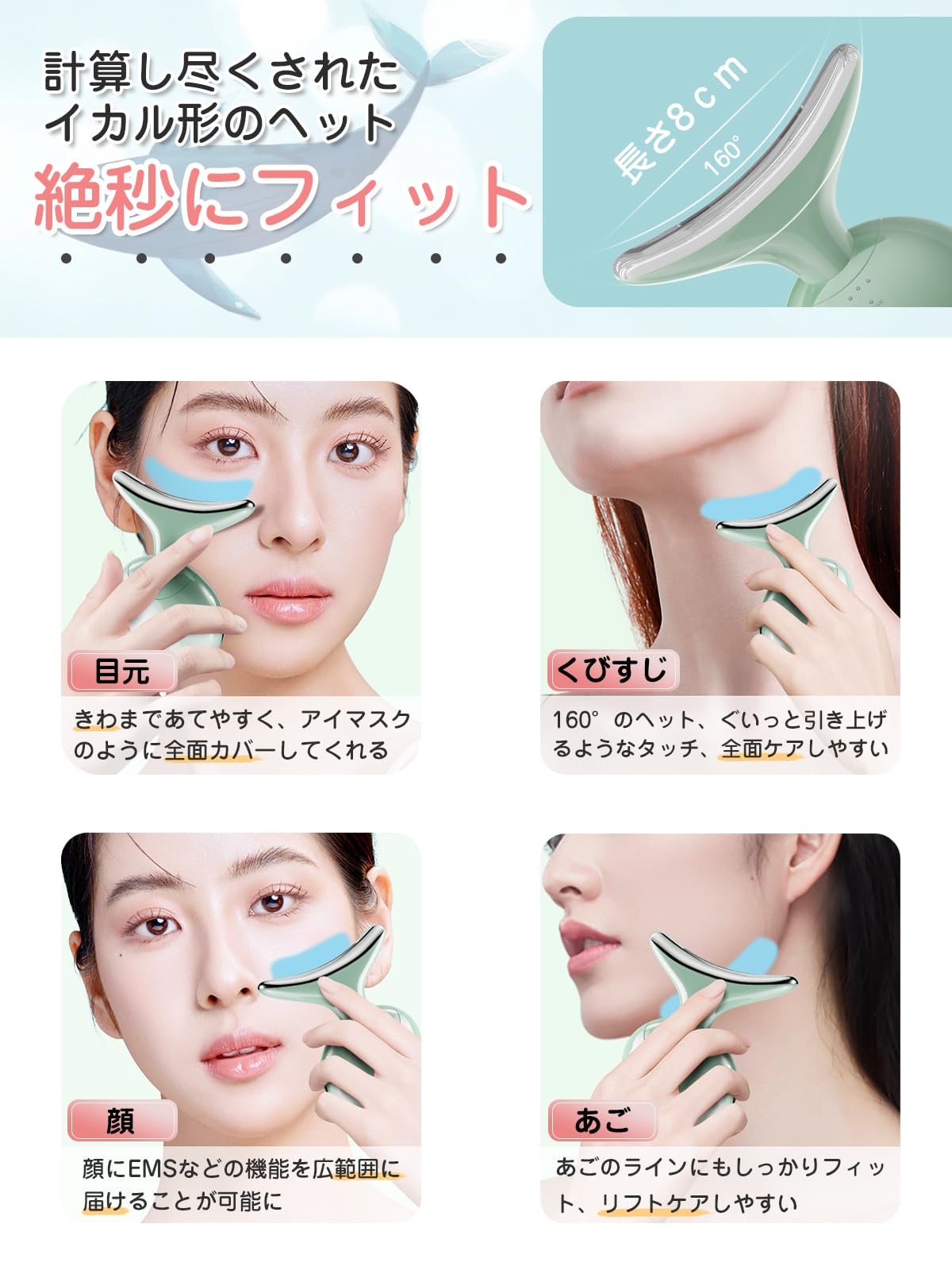 Amazon.co.jp: Kiboer 美顔器 1台8役 EMS 美顔ローラー かっさ 電動 温