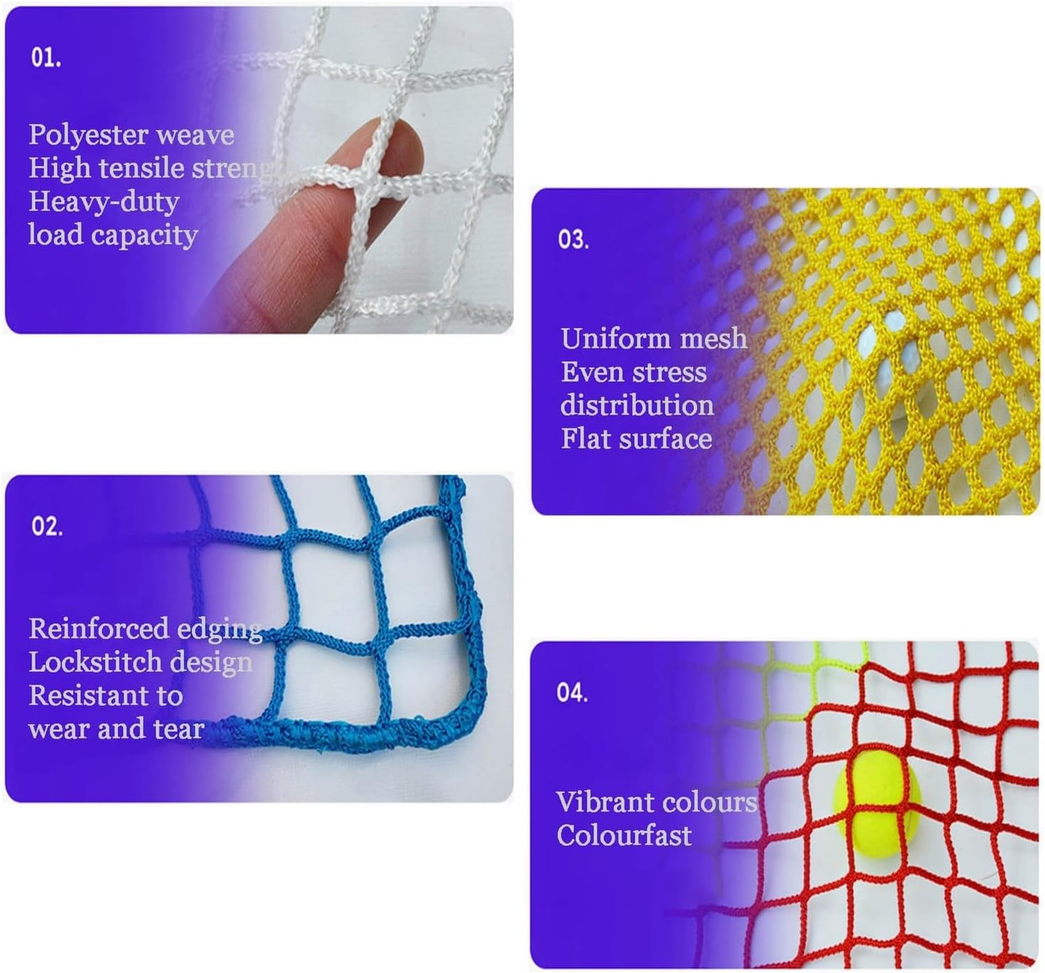 Weather-Resistant Safety Net Fall Protection Rope Net for Stands Ideal for Sports Fields Size 1.5x4.9x9.8ft Impact-Resistant Outdoor Use