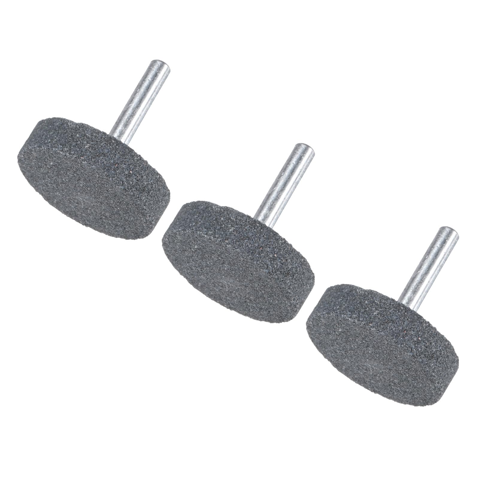 M METERXITY 3-Pack Ruote Abrasive In Pietra Montate, 1/4 Pollici(6mm) Albero In Ossido Di Alluminio Per Levigatura E Lucidatura, 1.57 Pollici(40mm) Diametro 80 Grana Punta [Grigio]
