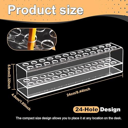 Miniatura 2 de Soporte acrílico para bolígrafo, soporte para bolígrafo transparente con 24 ranuras, soporte para lápices para cejas, soporte para brochas de arte,